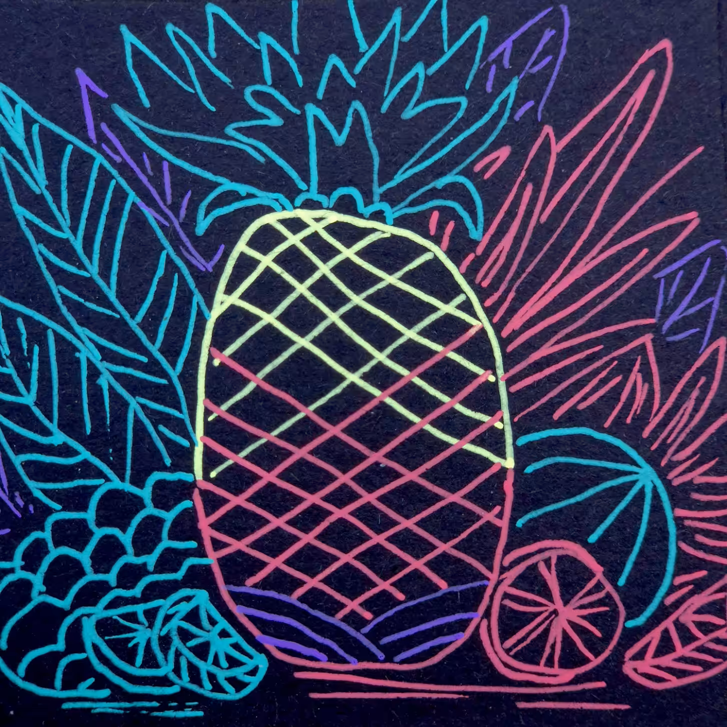 Morning cards: Pinapple with fruits