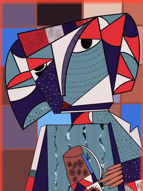 Figurative imagery ❤️ : Cubist Contemplations Over coffee