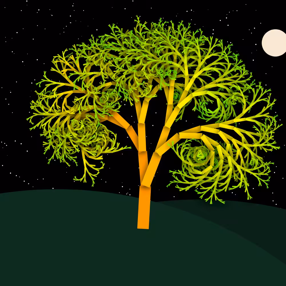 Moonlit Trees of Iterative Fractal Chaos #4