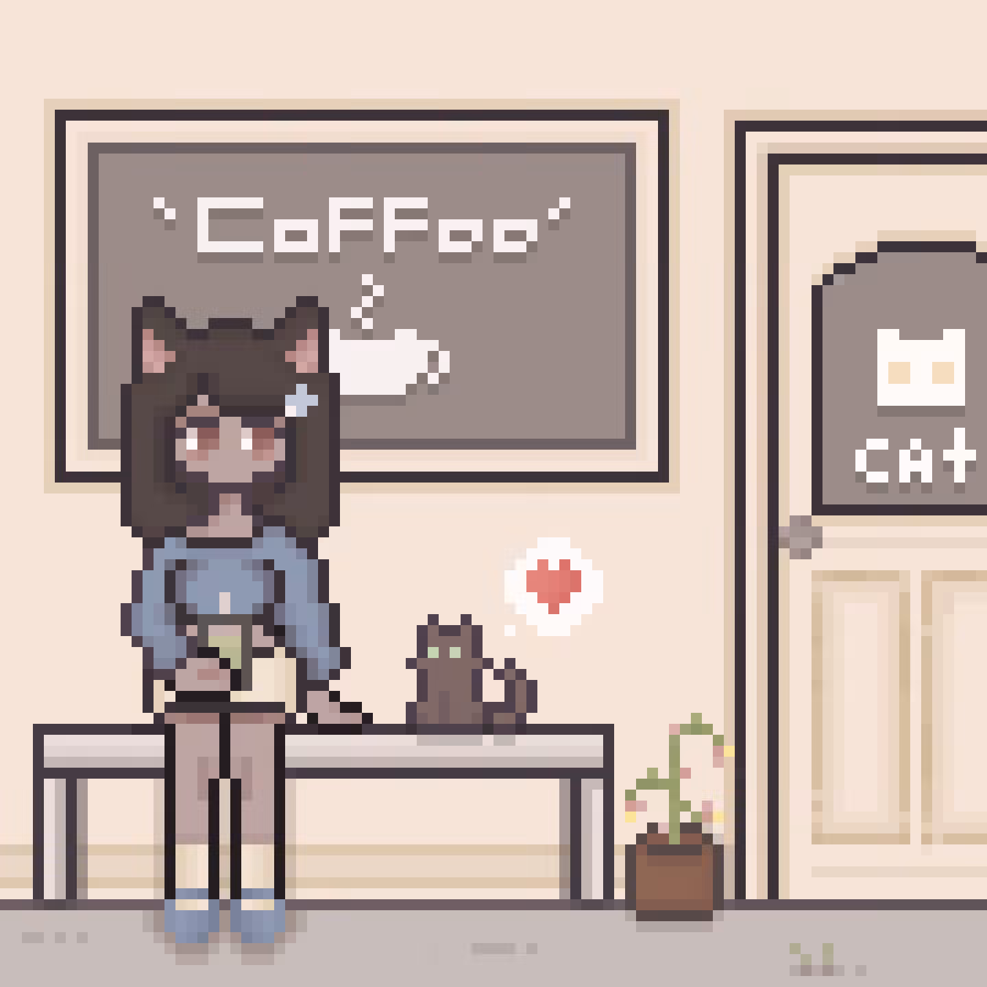 Mi-chan​ and​ kitty 