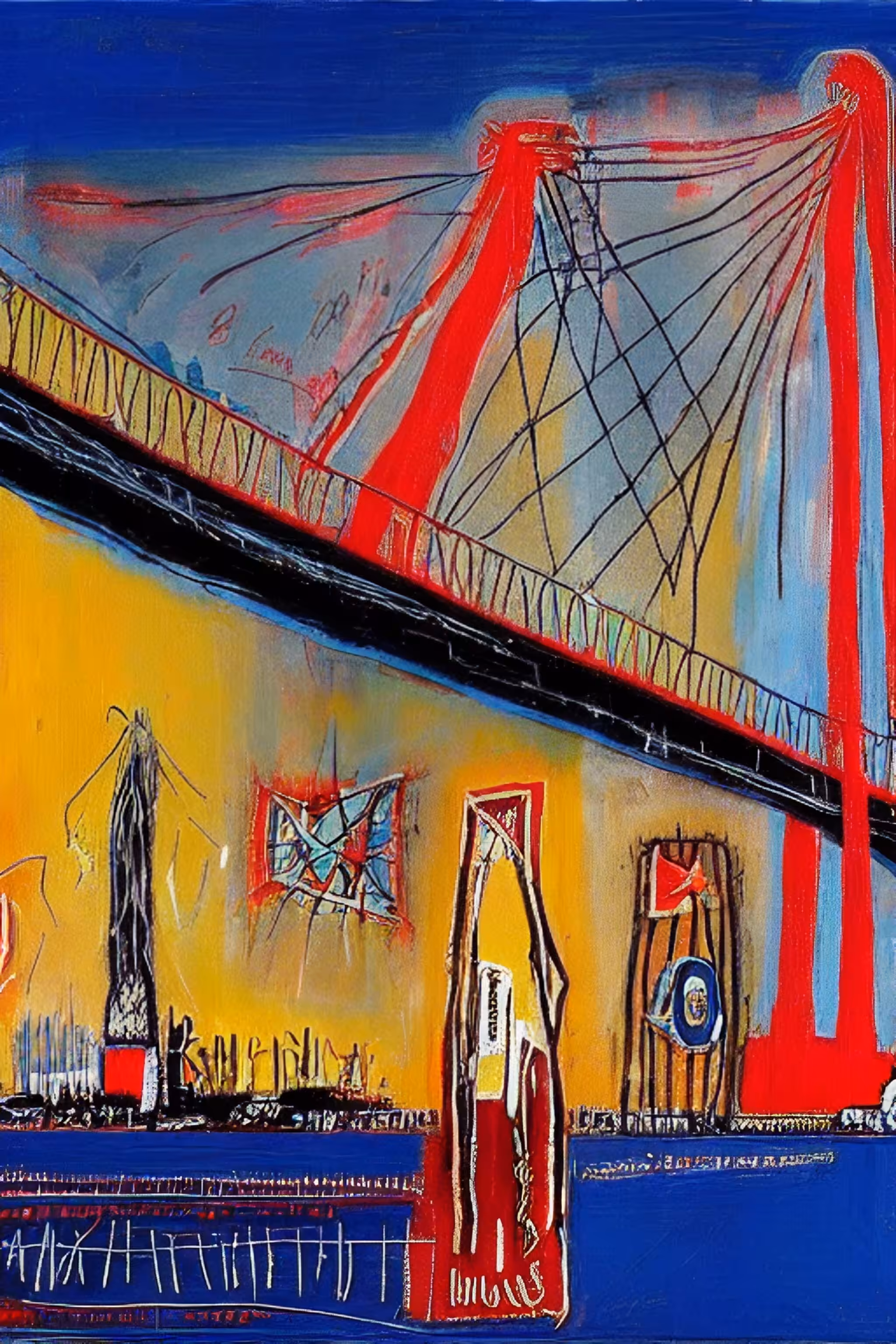 Bosphorus Bridge aux Basquiat (ai gen)
