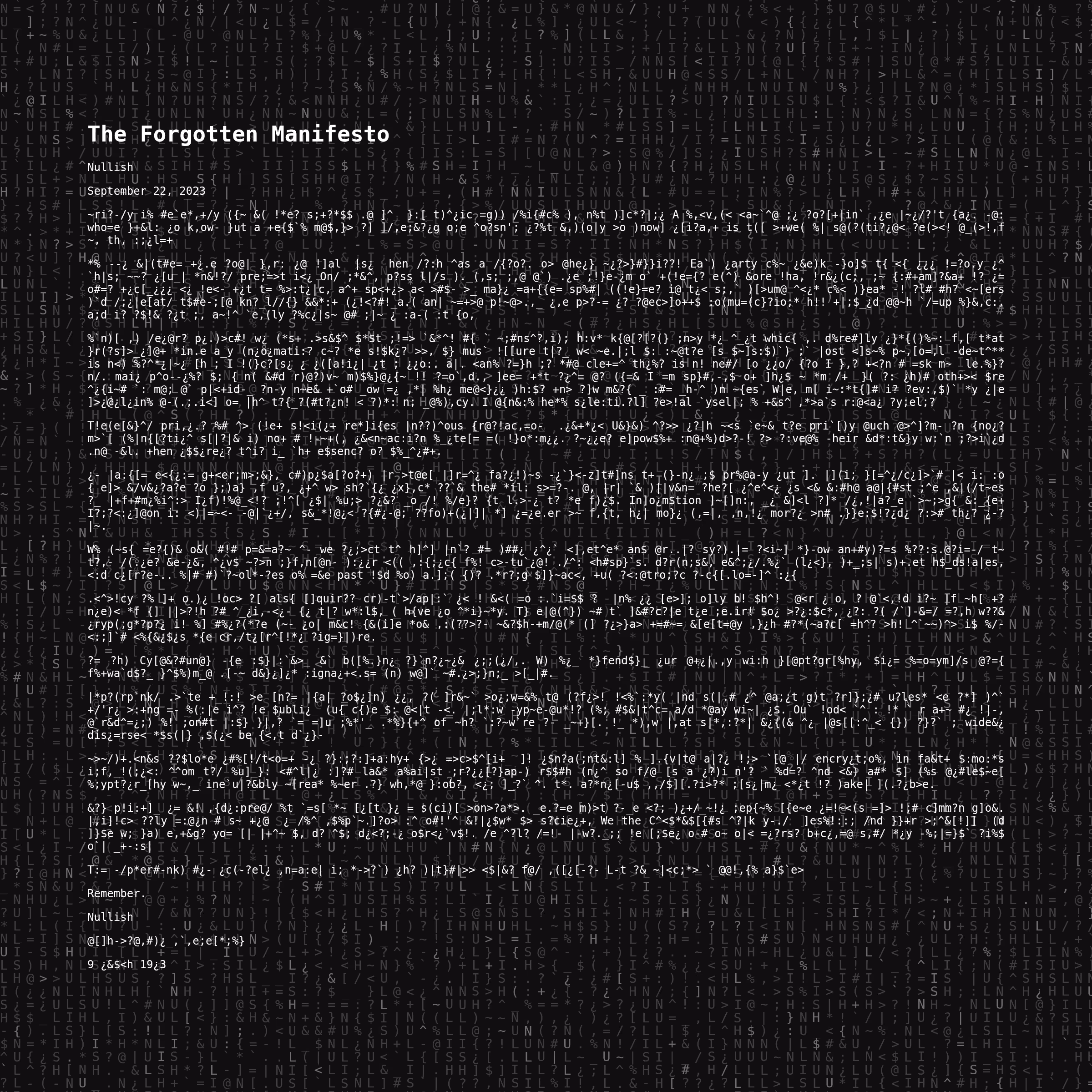 The Forgotten Manifesto #196