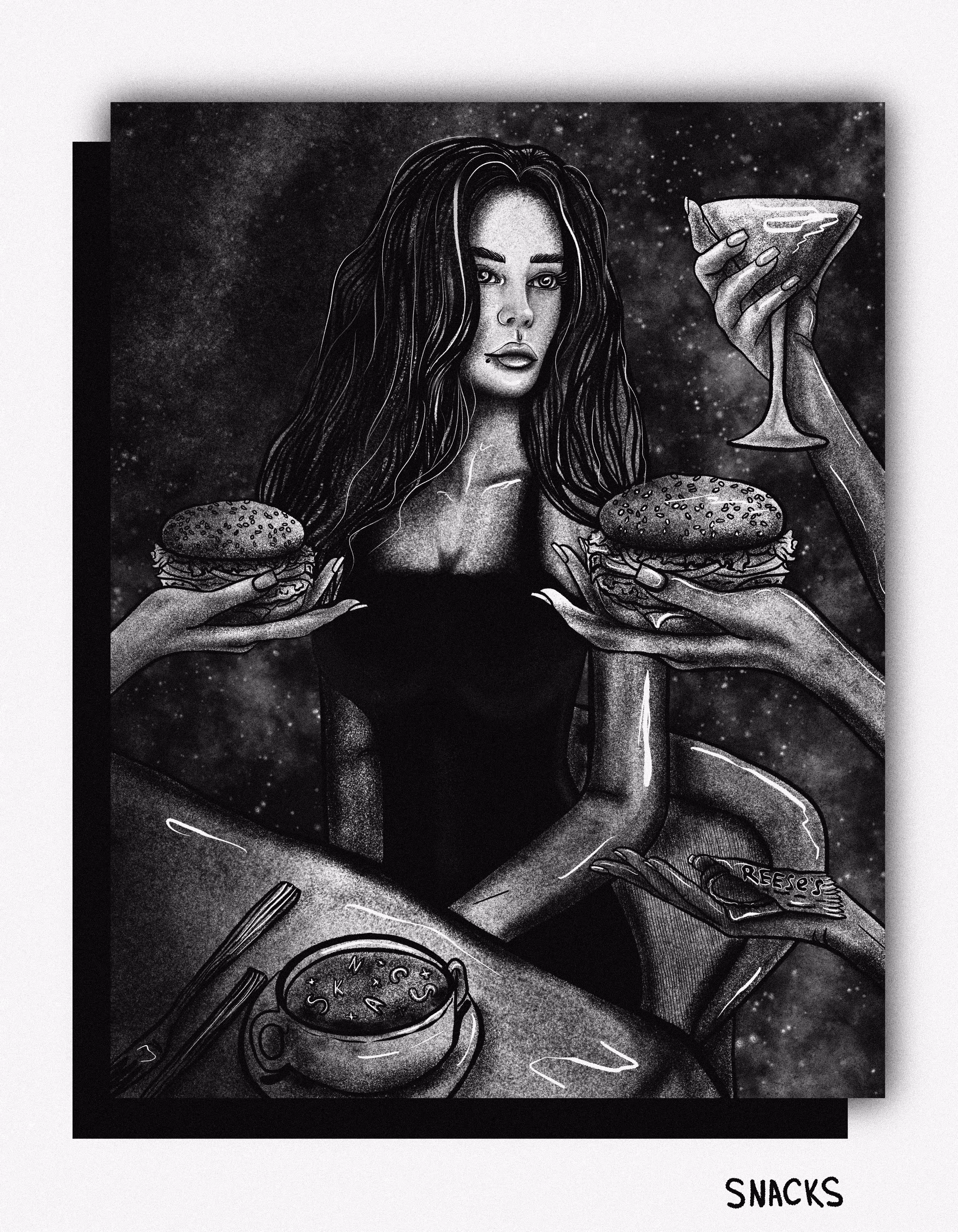 b&w: snacks.
