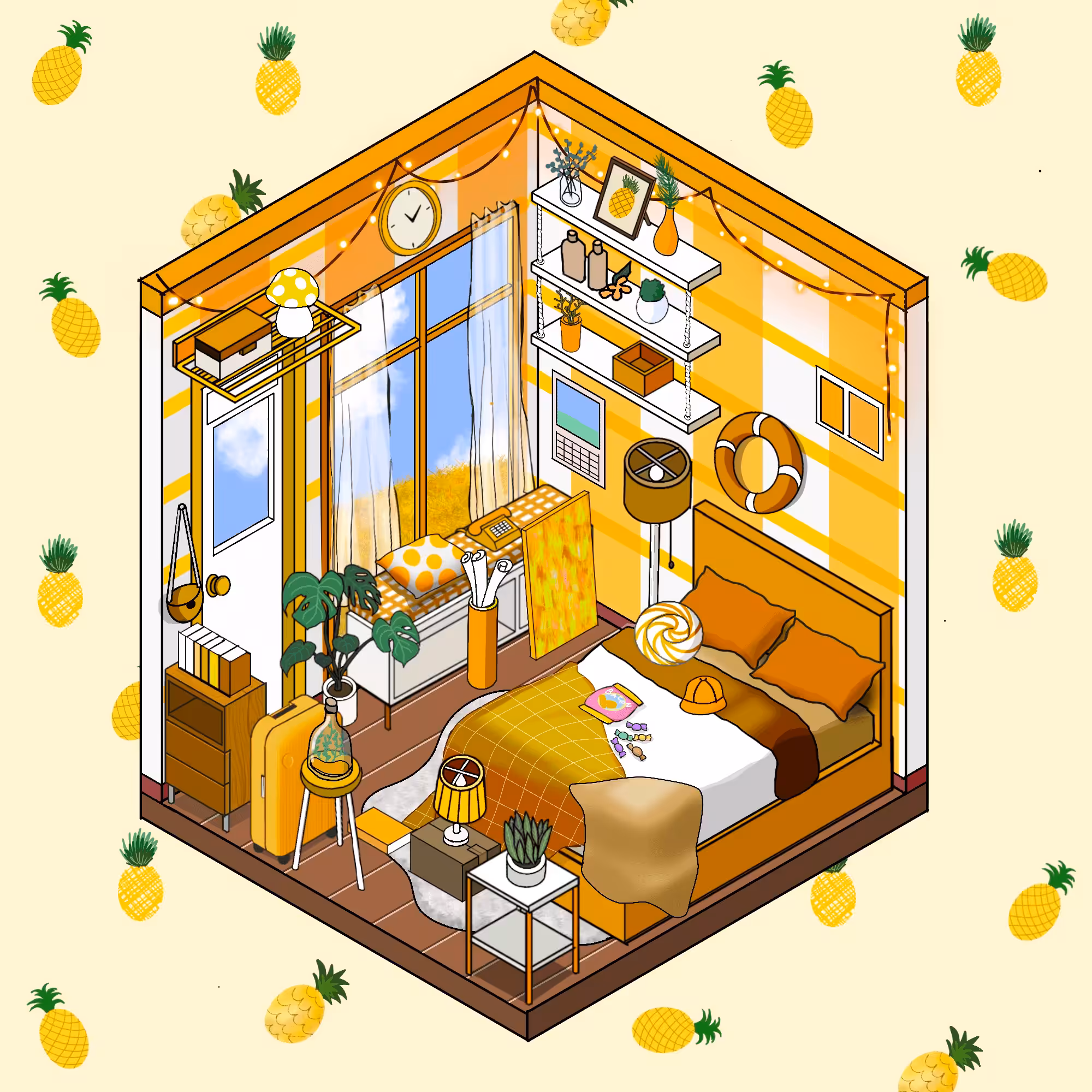 Rooms.: Yellow Pineapple 