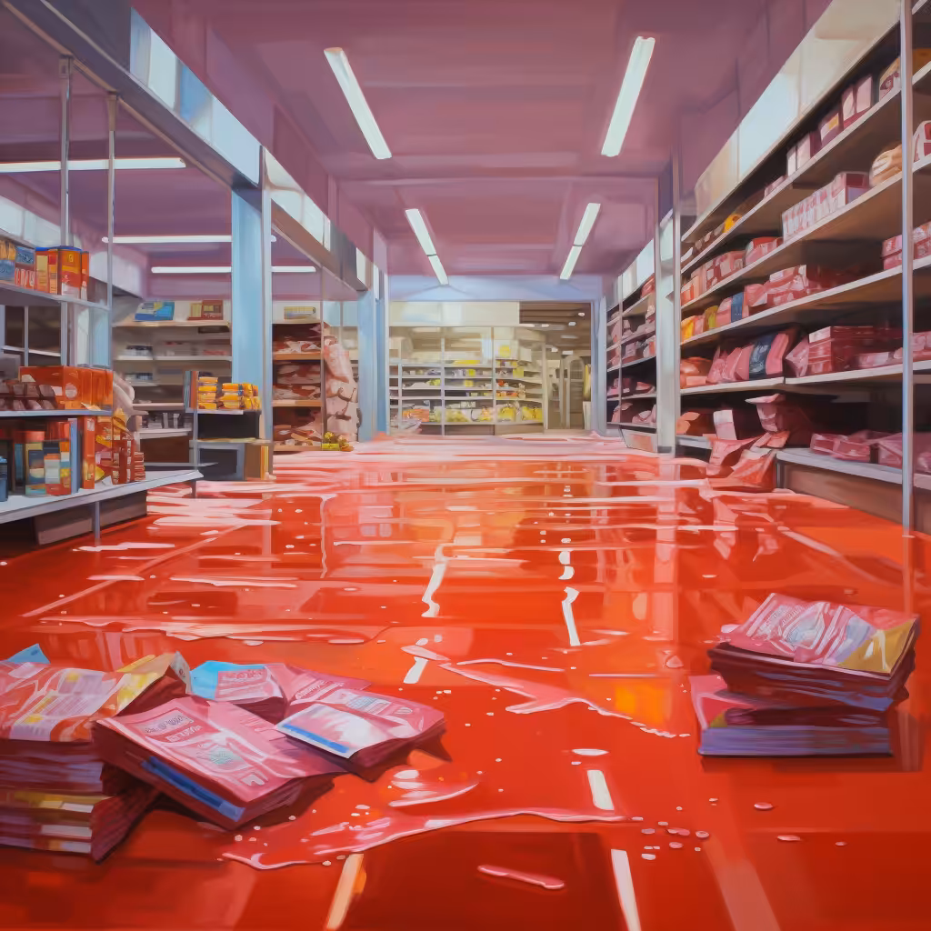 Grocery store in blood