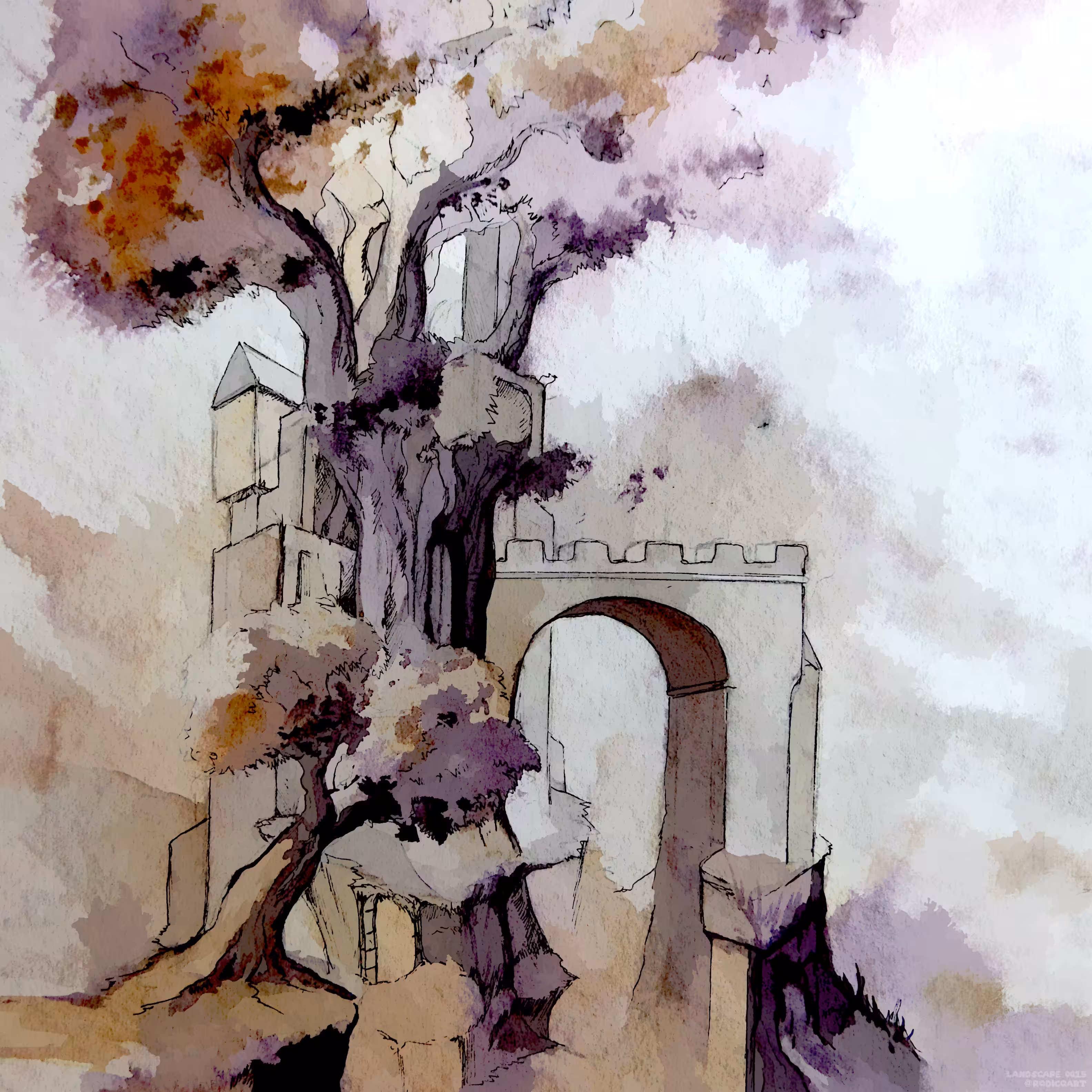 Fantasy watercolor landscape 0015
