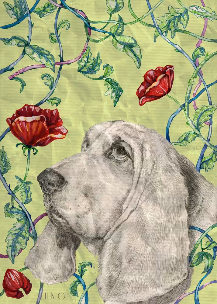 Basset in Love - Green