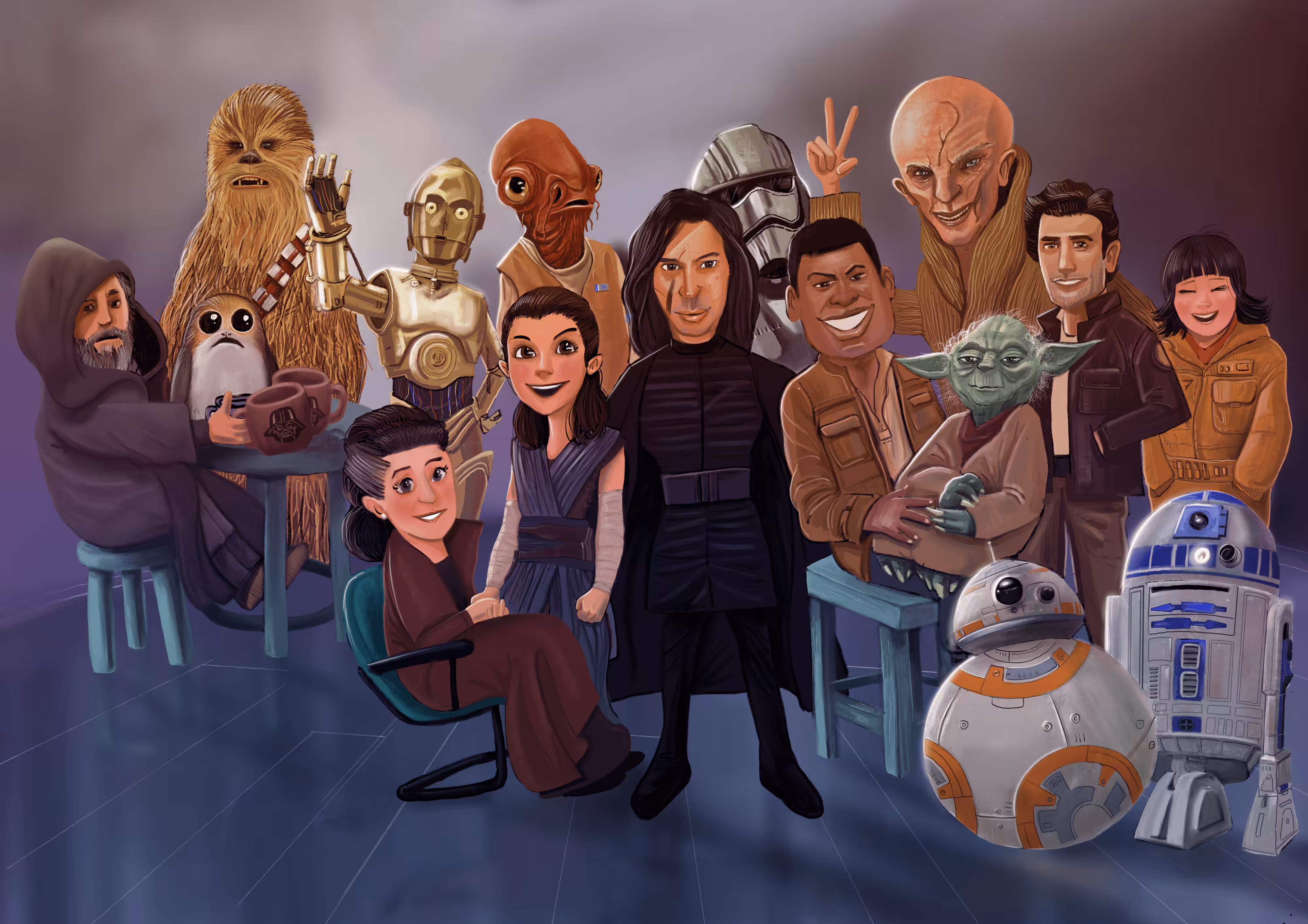 Caricature 01 ( Last Jedi Reunion)