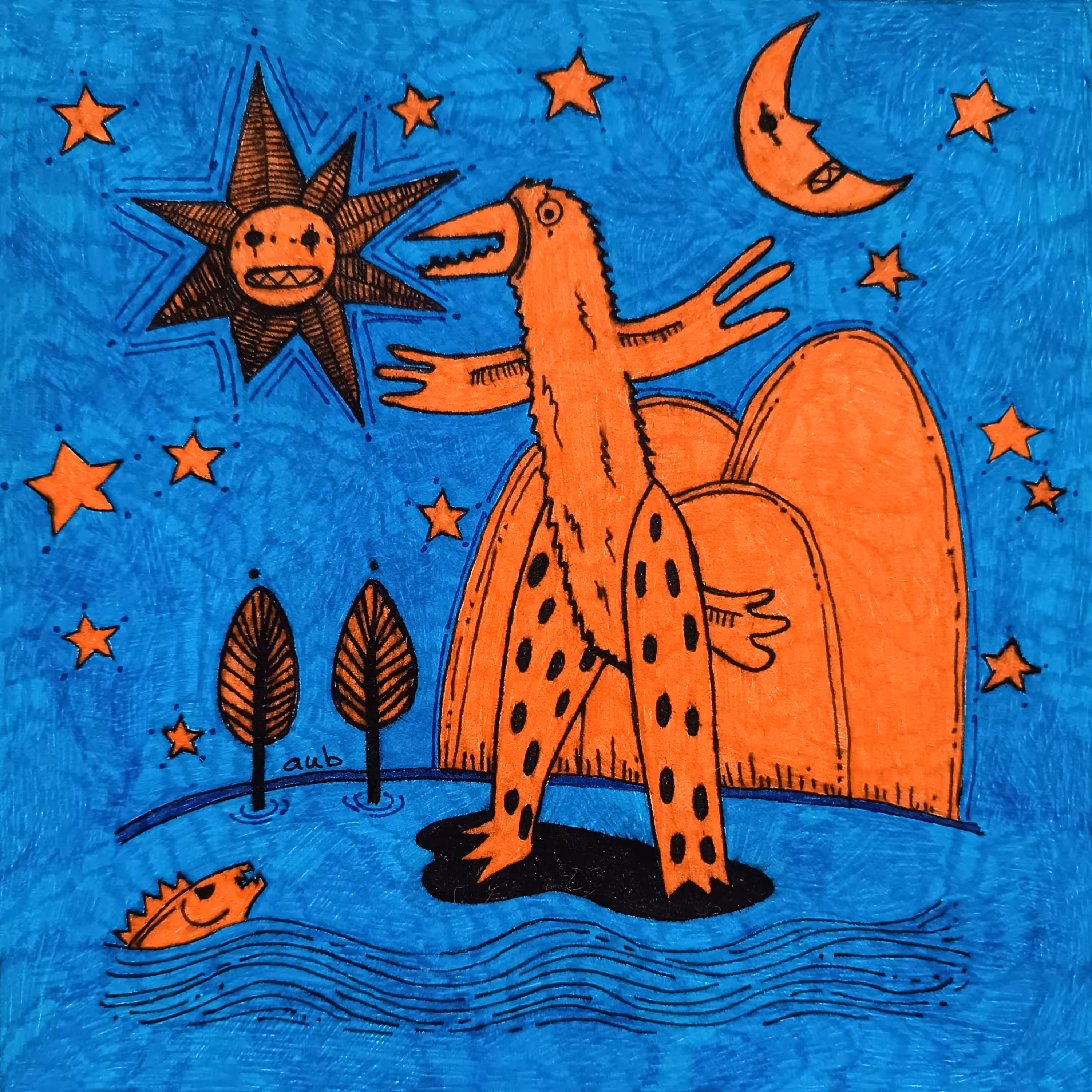 Giant orange bird