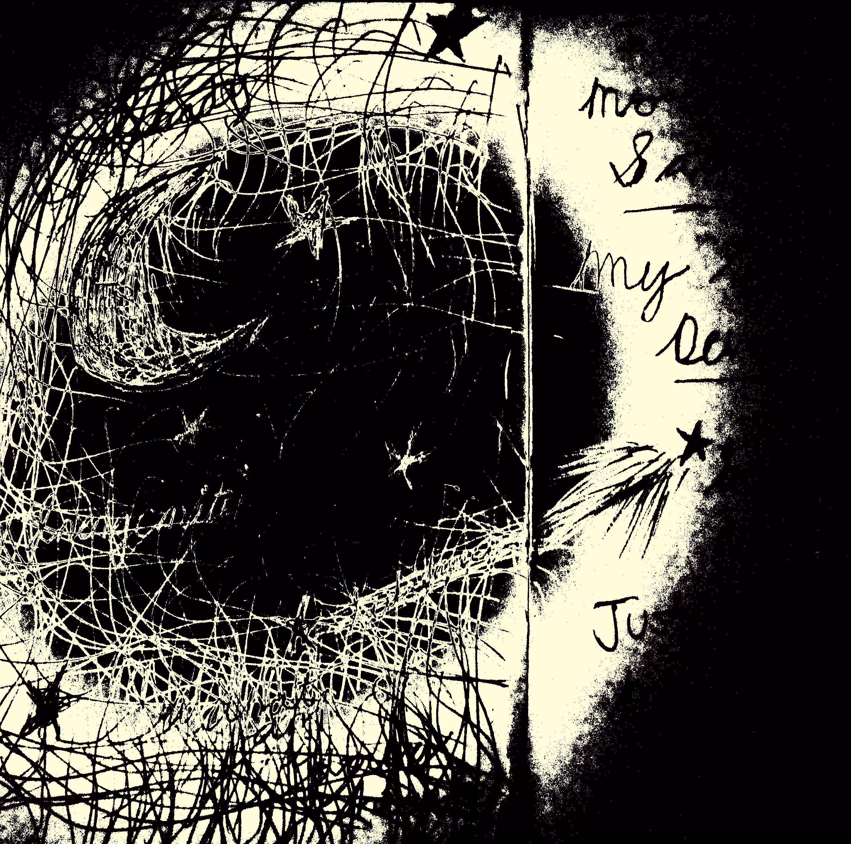 Cresent Moon Darwn In A Dark Room