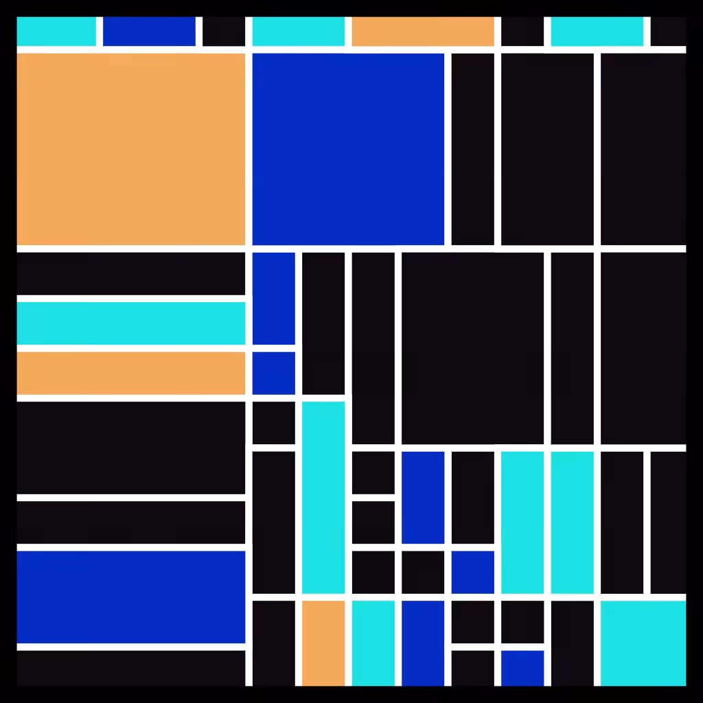 Composition with Blue Turquoise and Orange