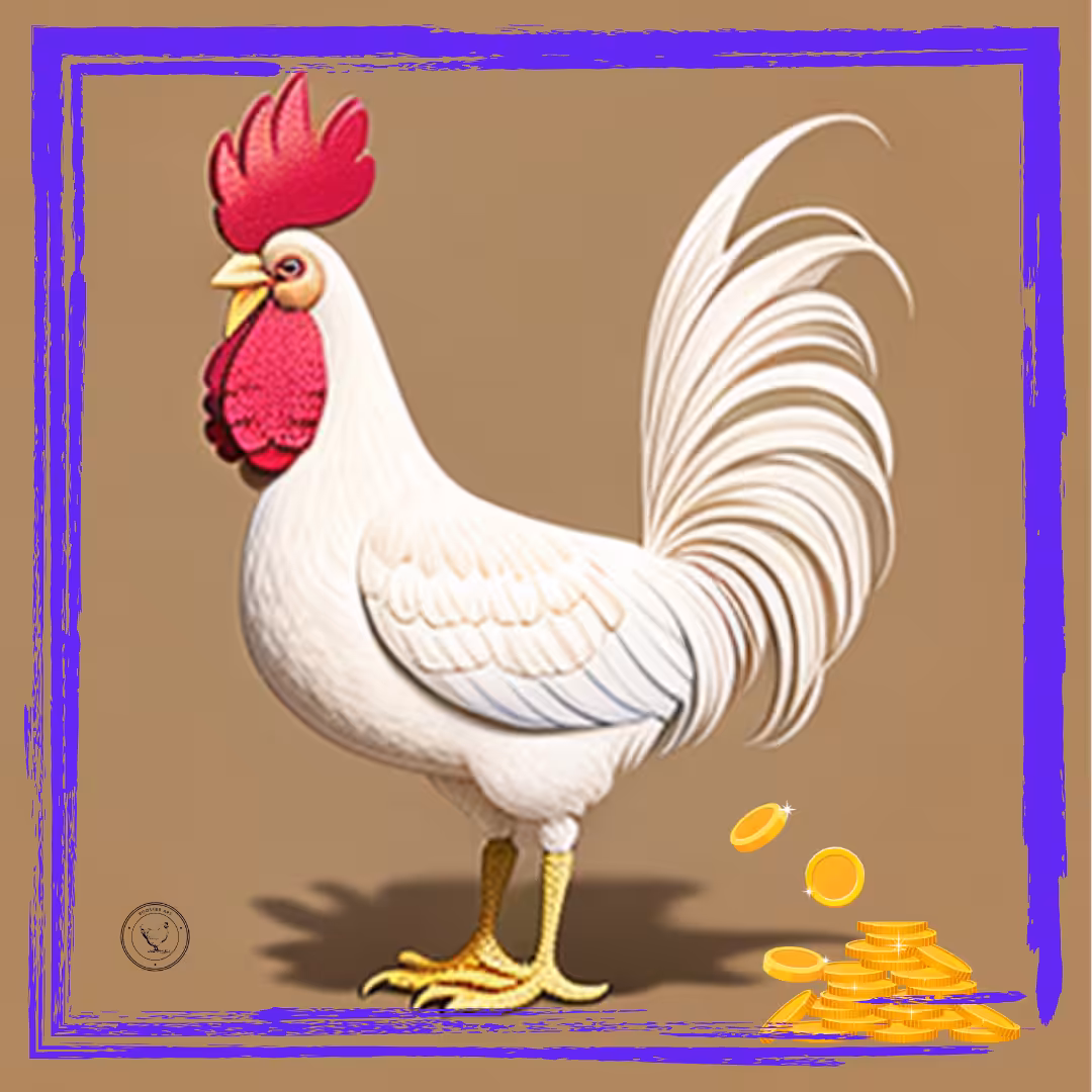 A white money rooster