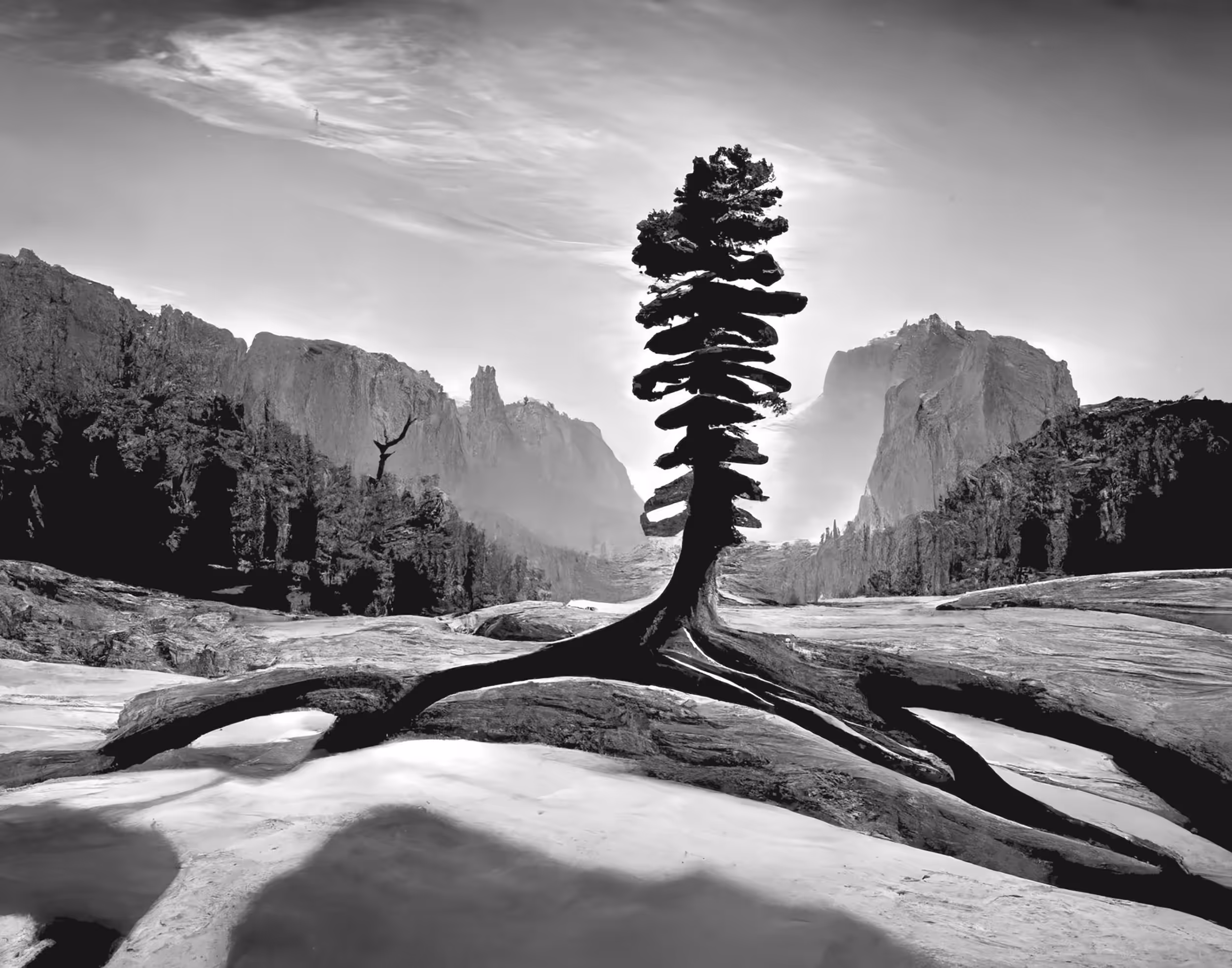 04A // Jeffrey Pine, Sentinel Dome, Yosemite National Park, California by Ansel Adams, First Attempt