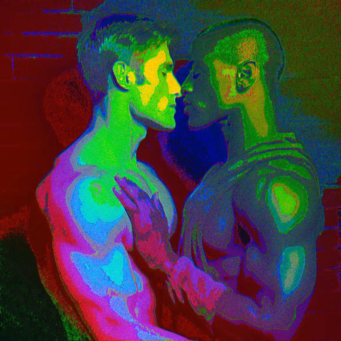 TWO MAN KISSING #001