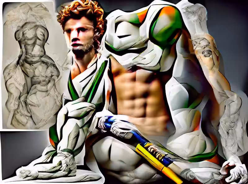 Abraham's First Works: Michelangelo makes a white marble statue of David