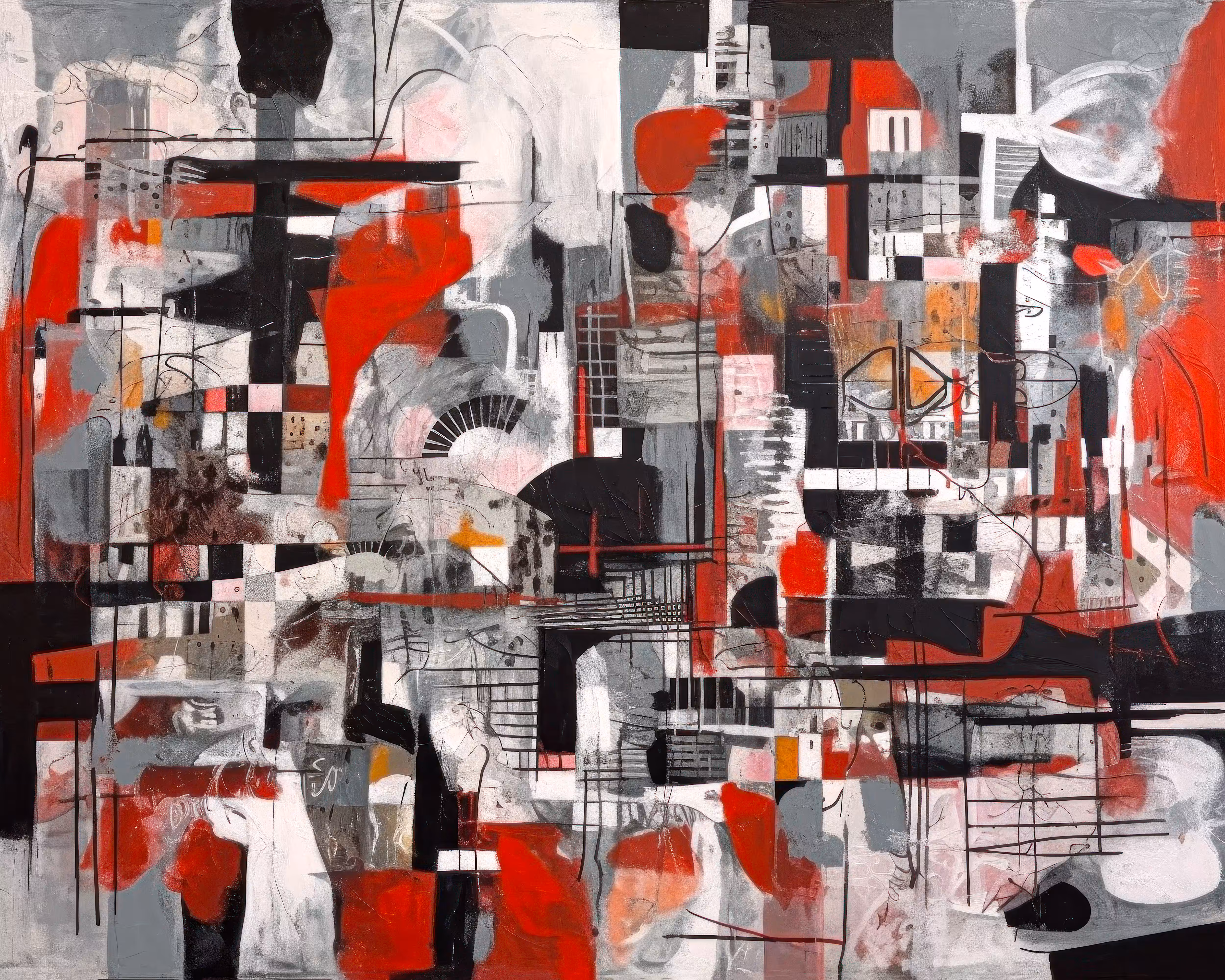 Red, Black and White Abstraction