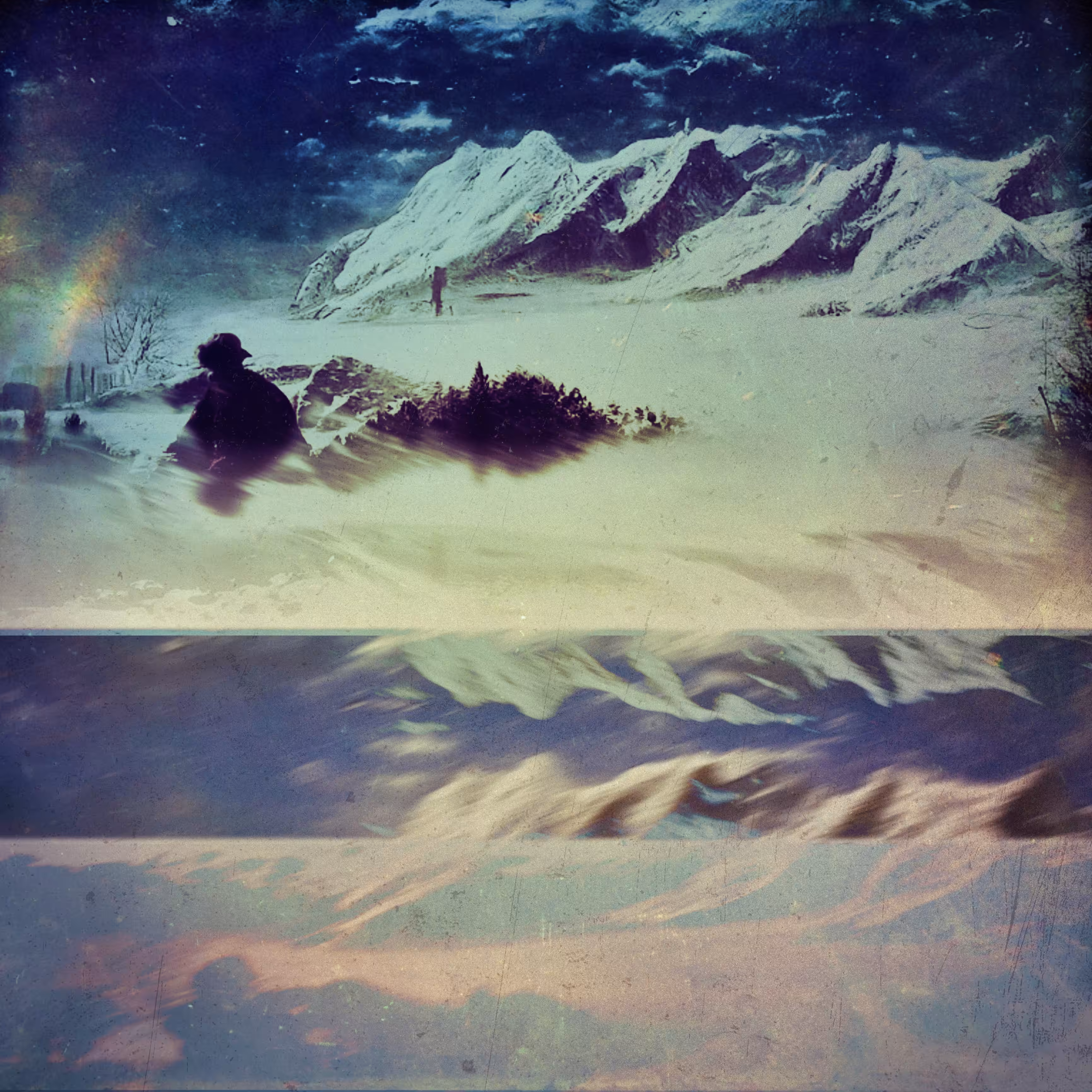 In front of non-existent mountains