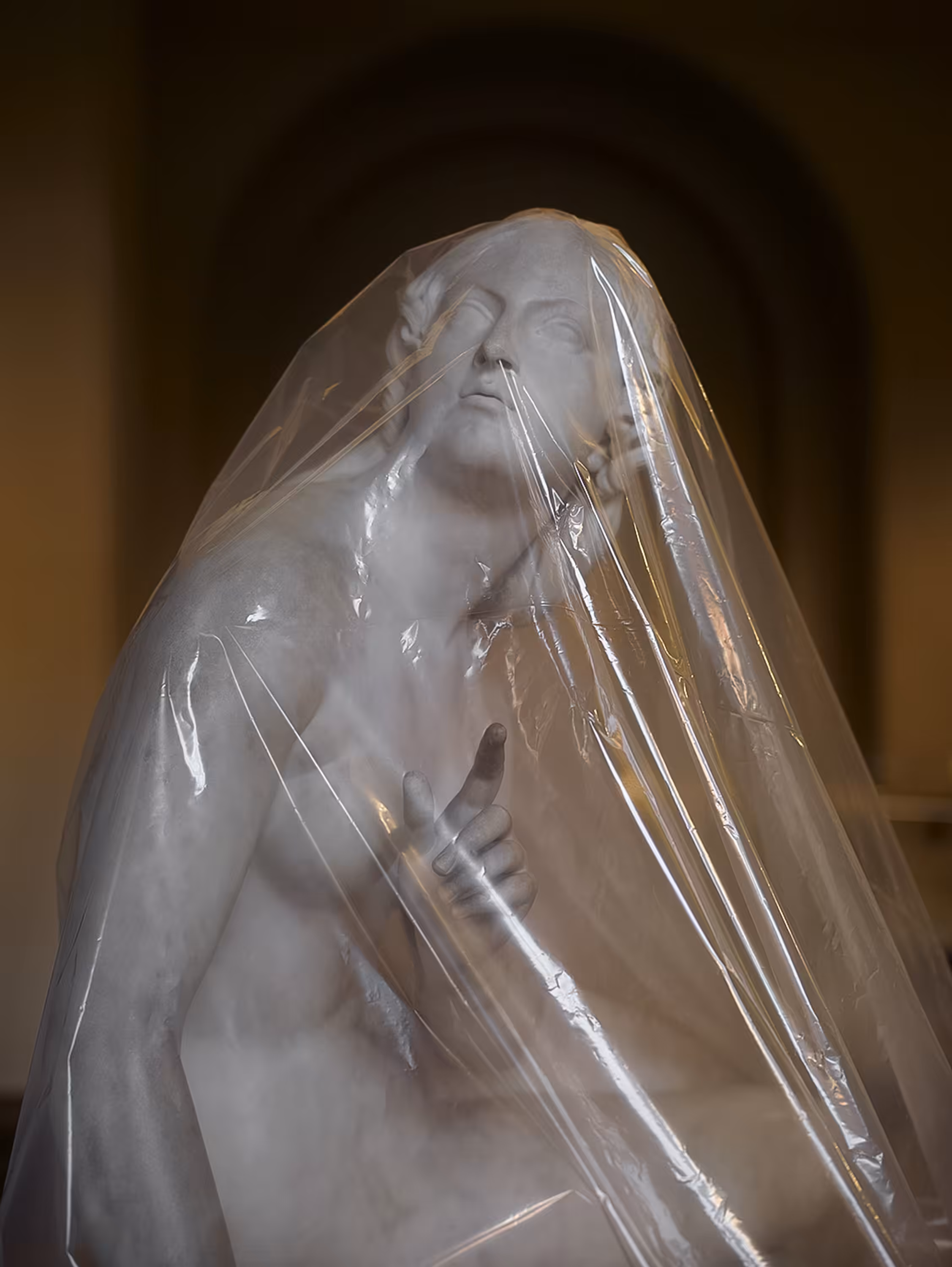 Shrouded Sculpture #2 (Eve listening to the voice by Edward Hodges Bailey), 2021
