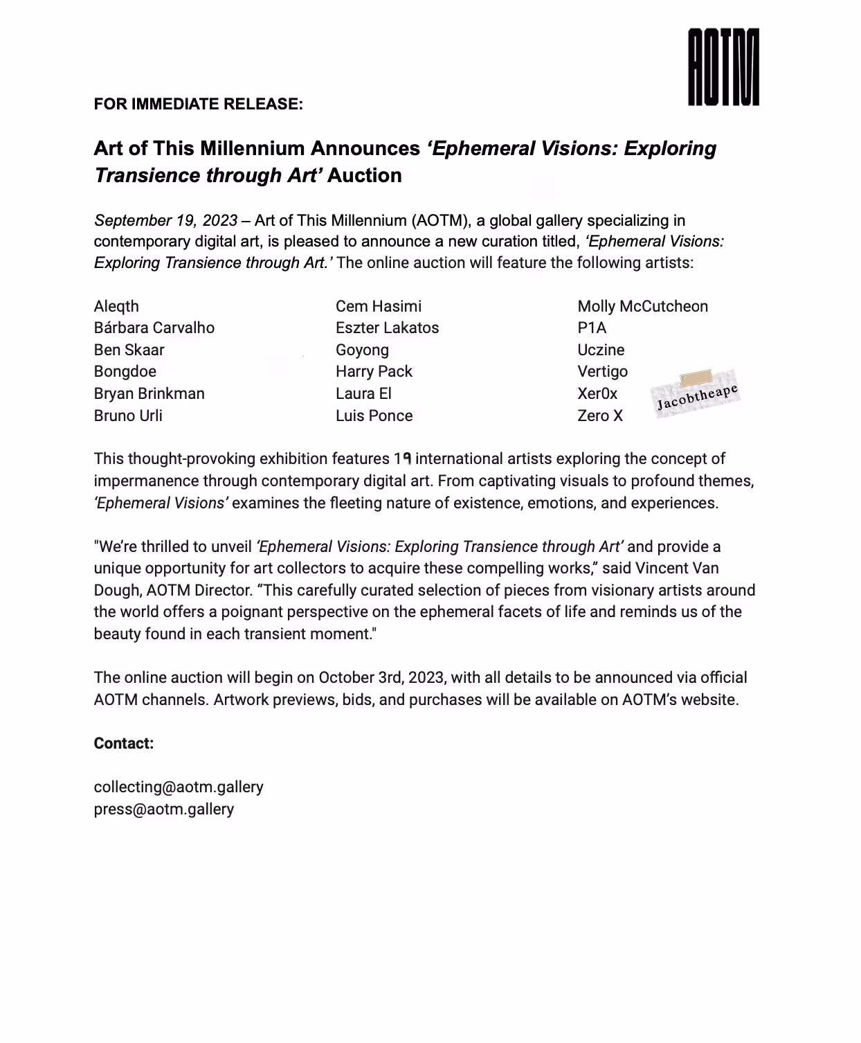 for immediate release