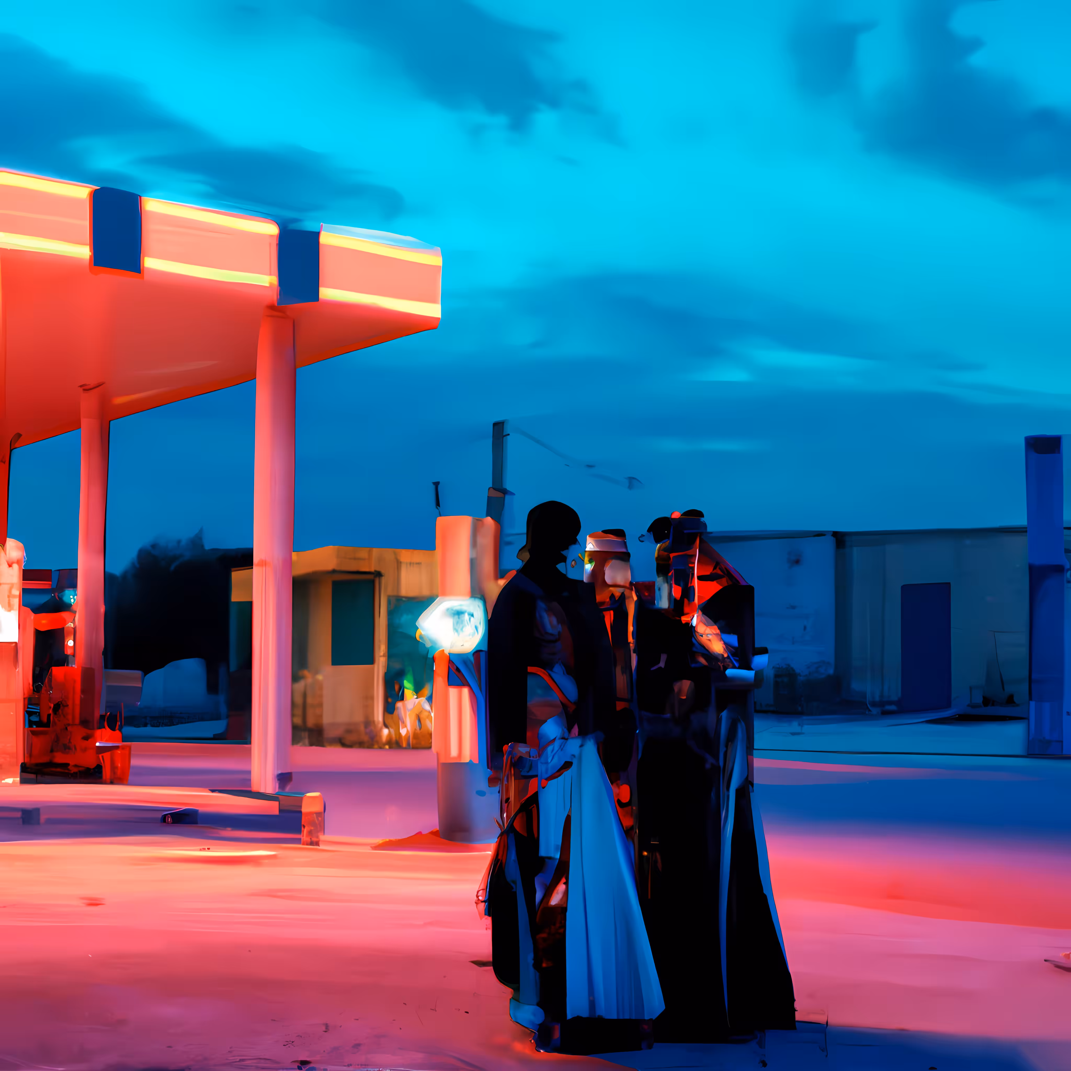 Noblewomen at the gas station #1