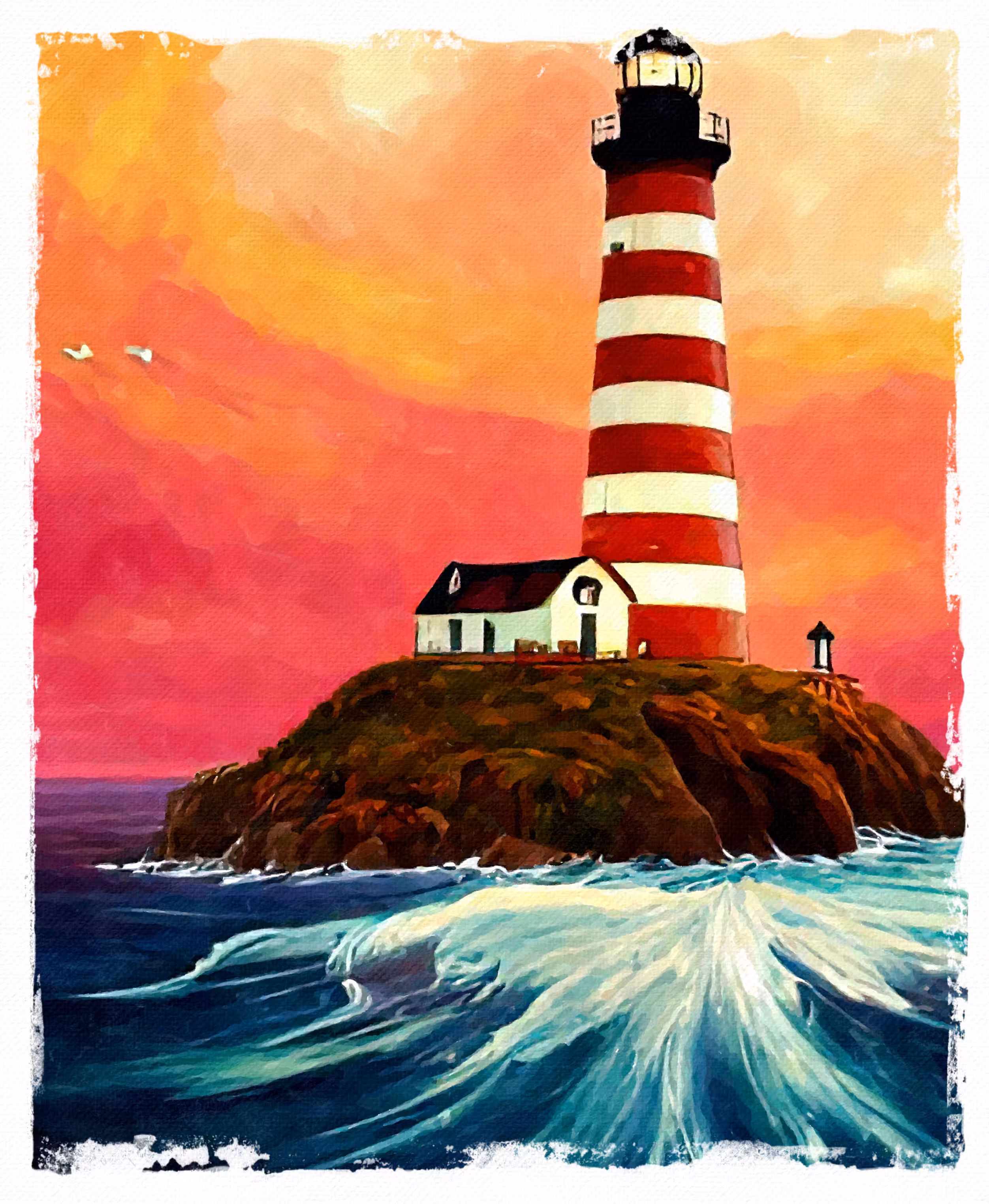 Red and white lighthouse 
