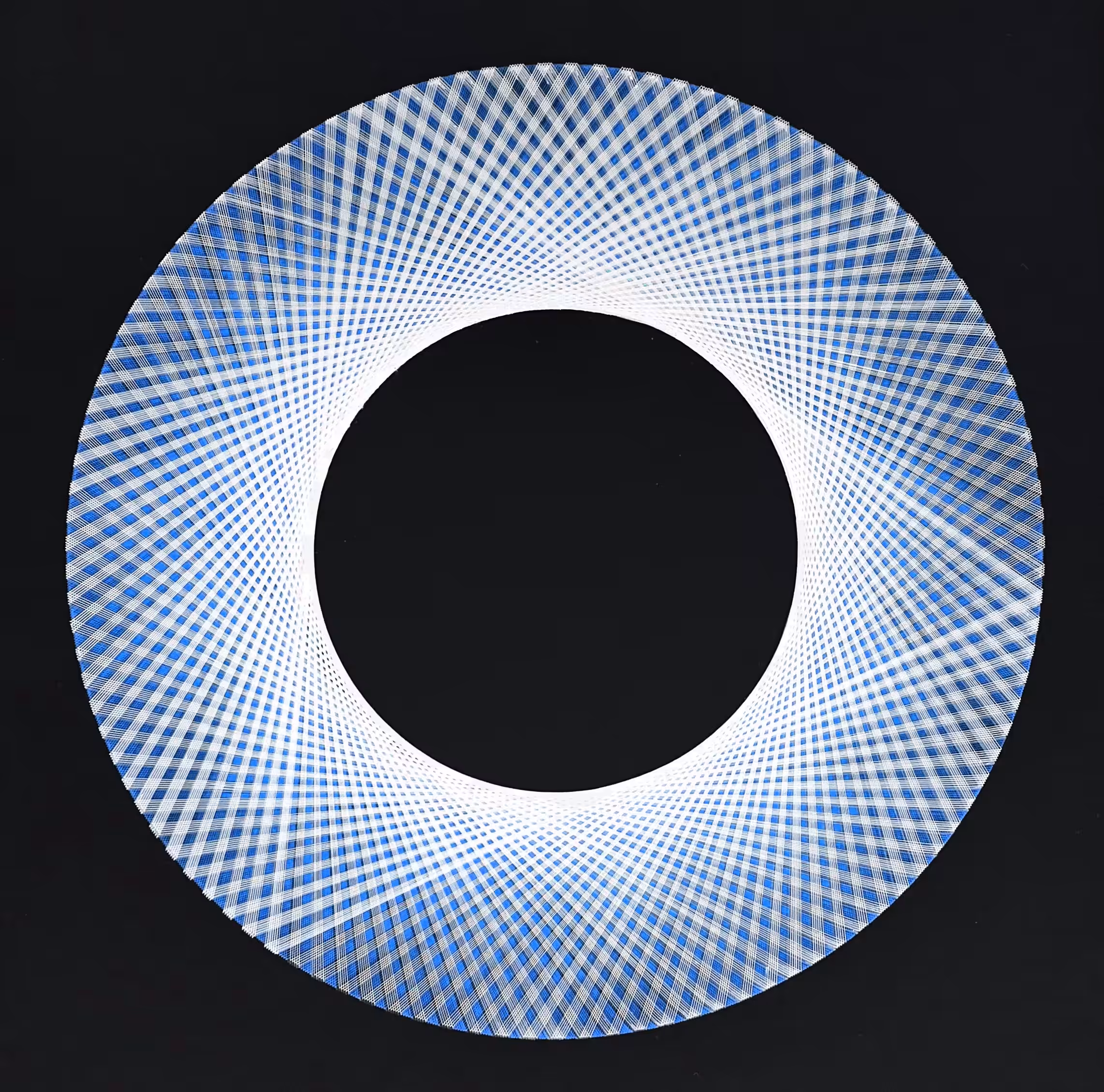 blue and white on black
