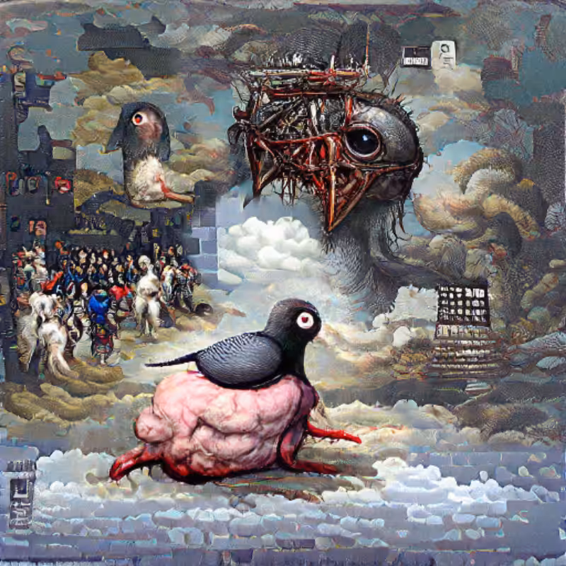 Pigeon Sat on a Brain Reflecting Existence #32