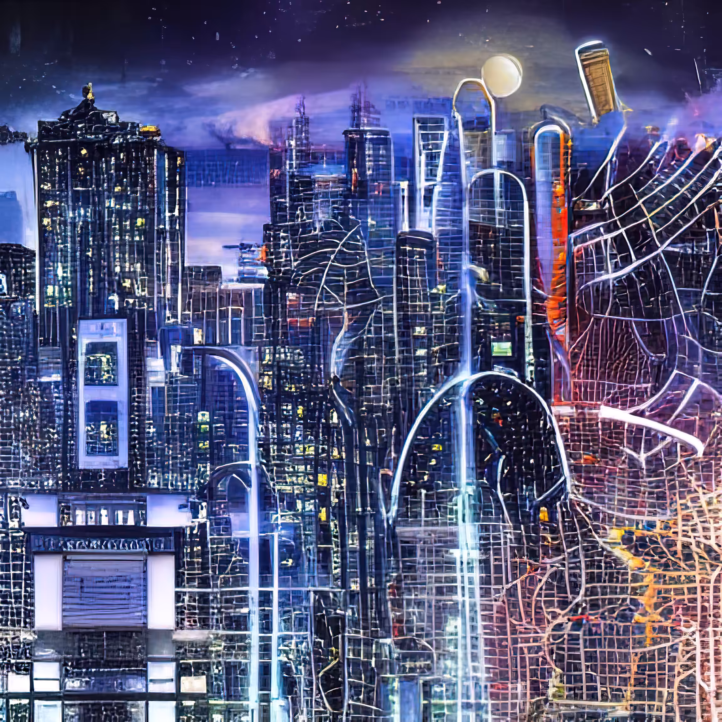 cyber city night 134530385