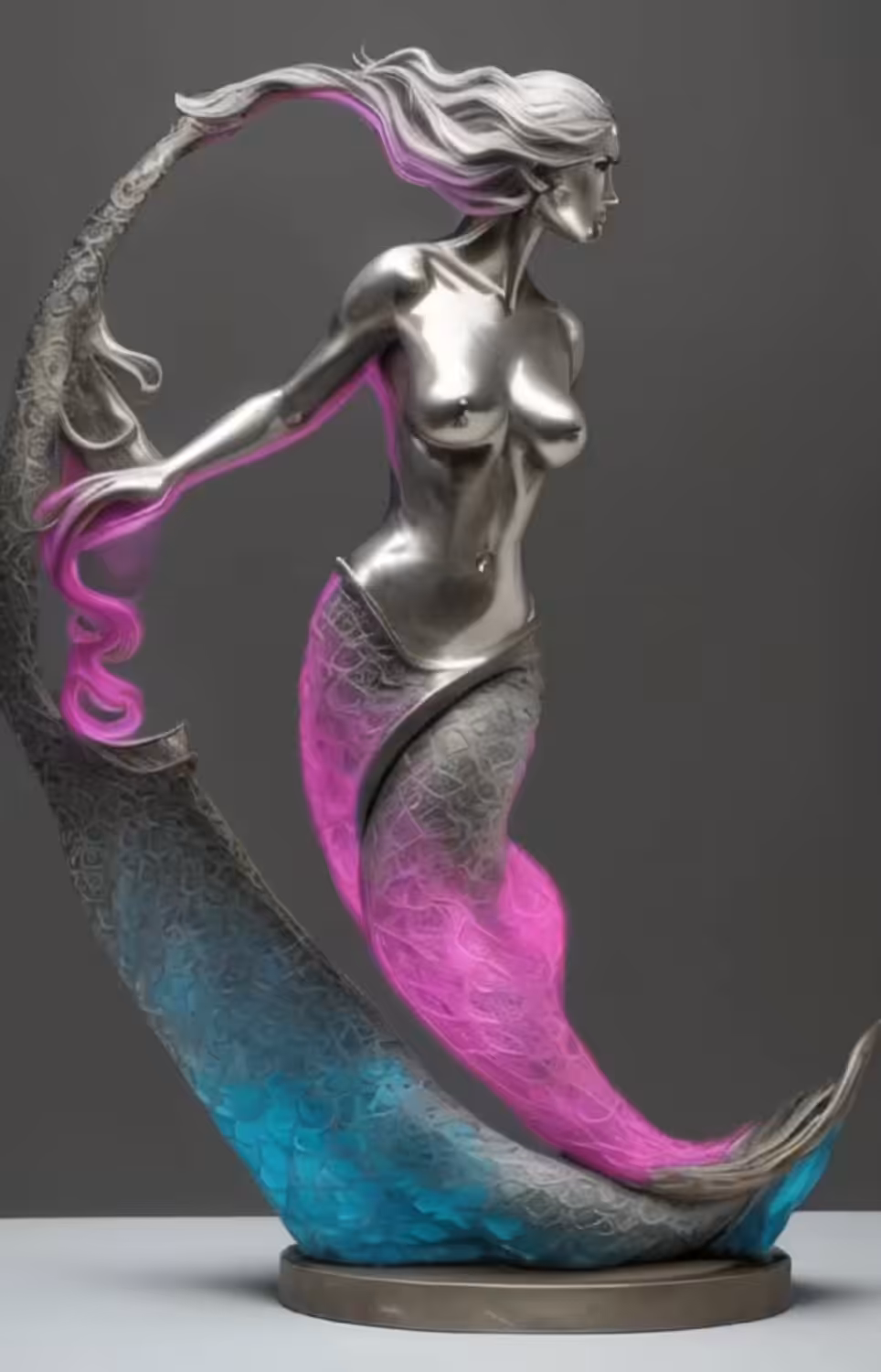 Arielle the Mermaid - Silver Sculpture