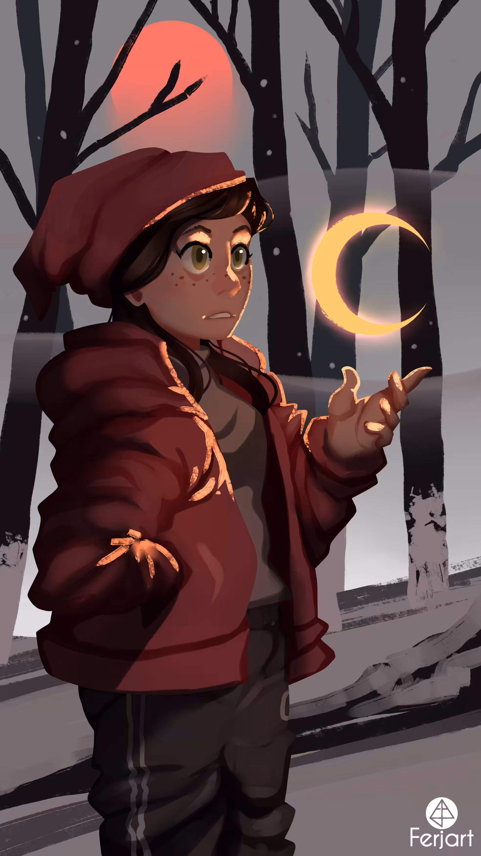 Red sun, golden moon