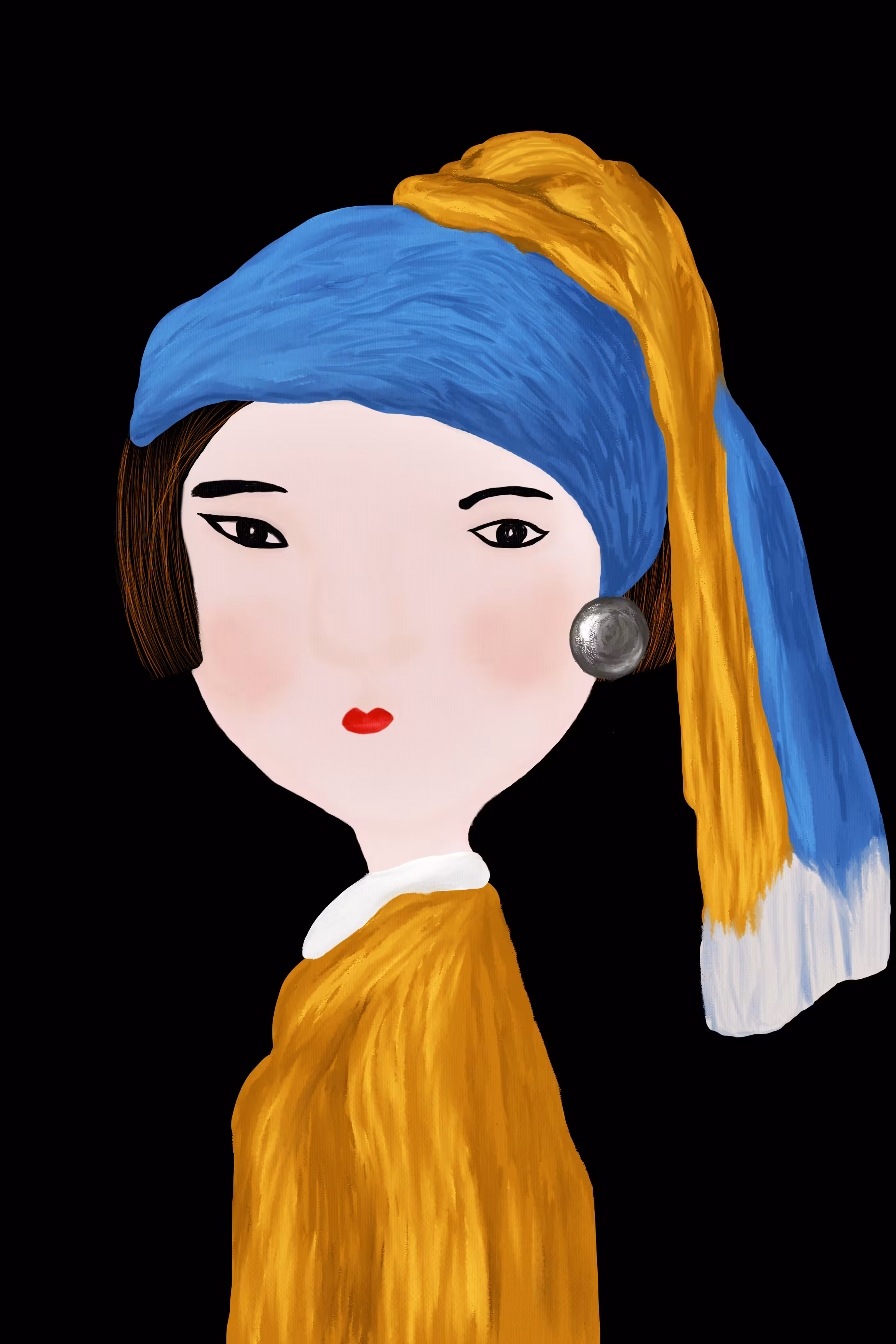 Rabbit girl with pearl earing