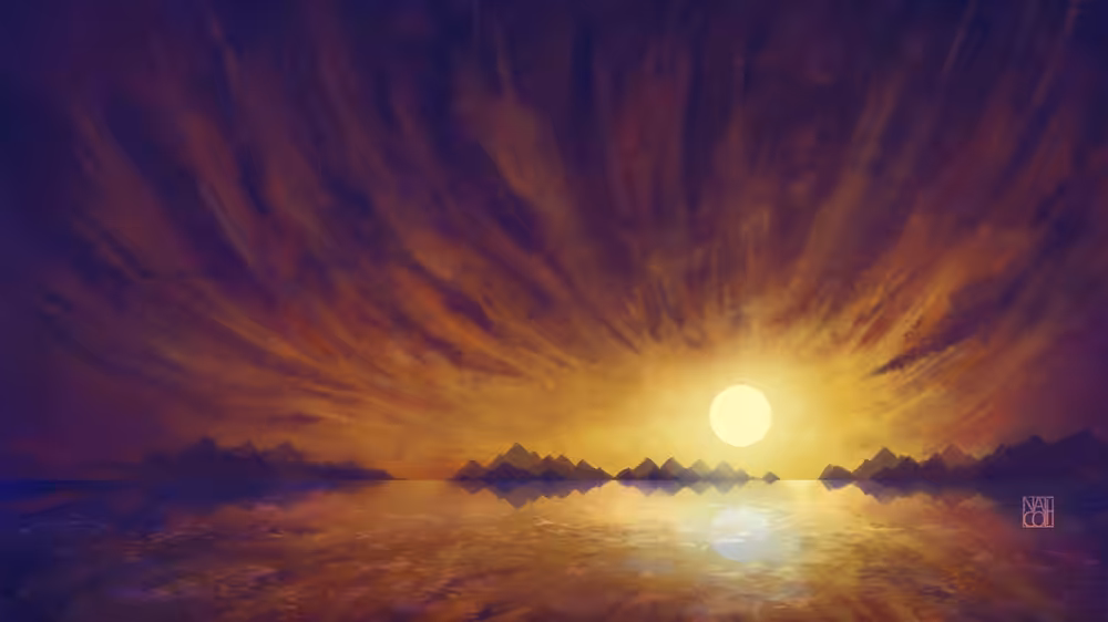 Dawn over the ocean.