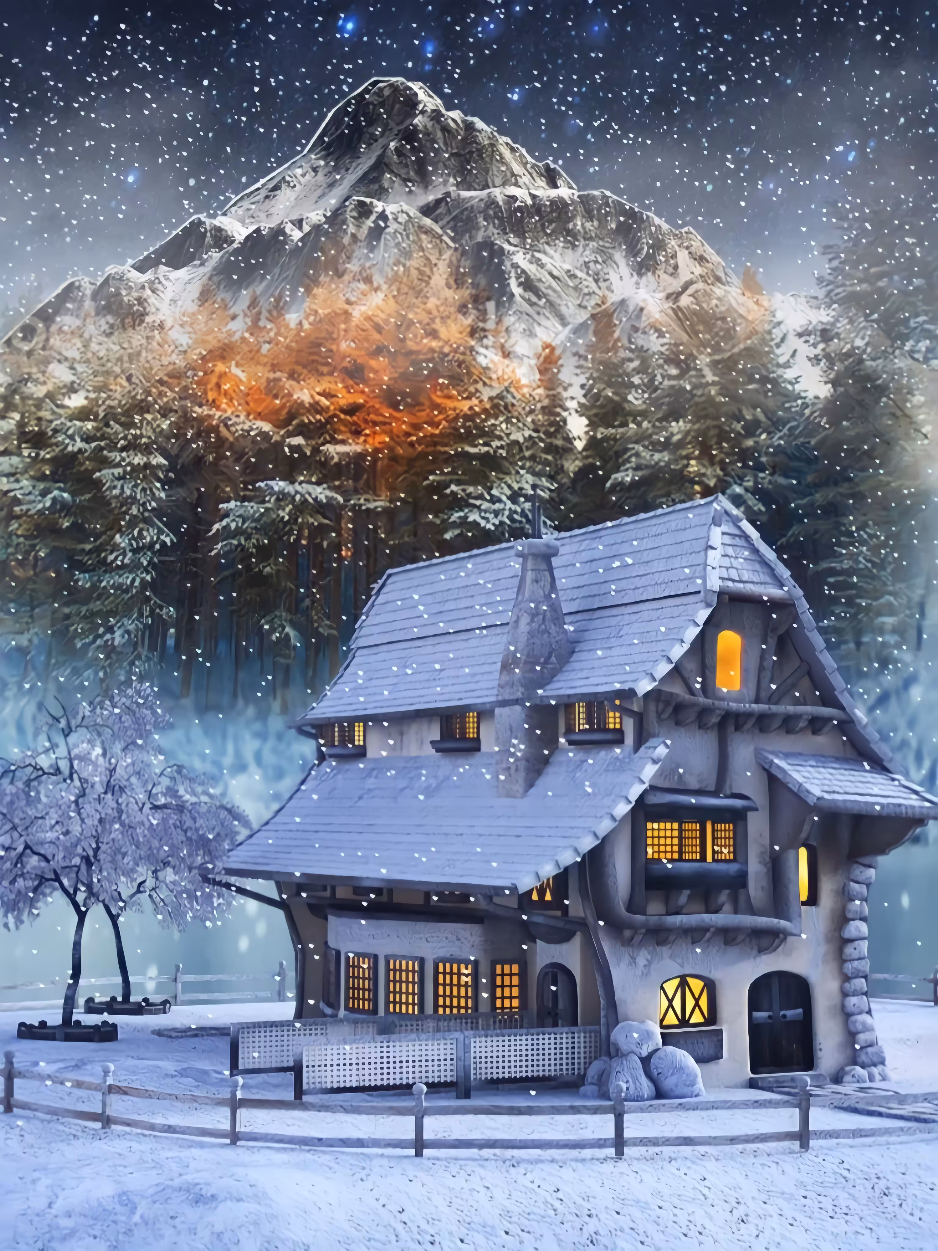 Snow on a volcano