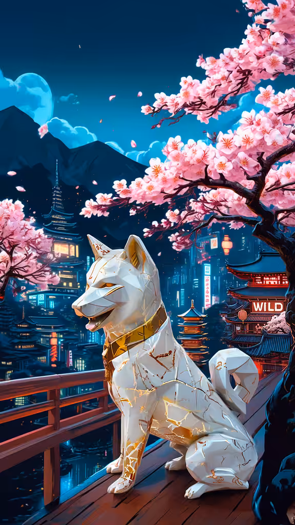 THE SHIBA - A TRIBUTE TO WEB3: The Shiba Chrome Crackled Gold & White