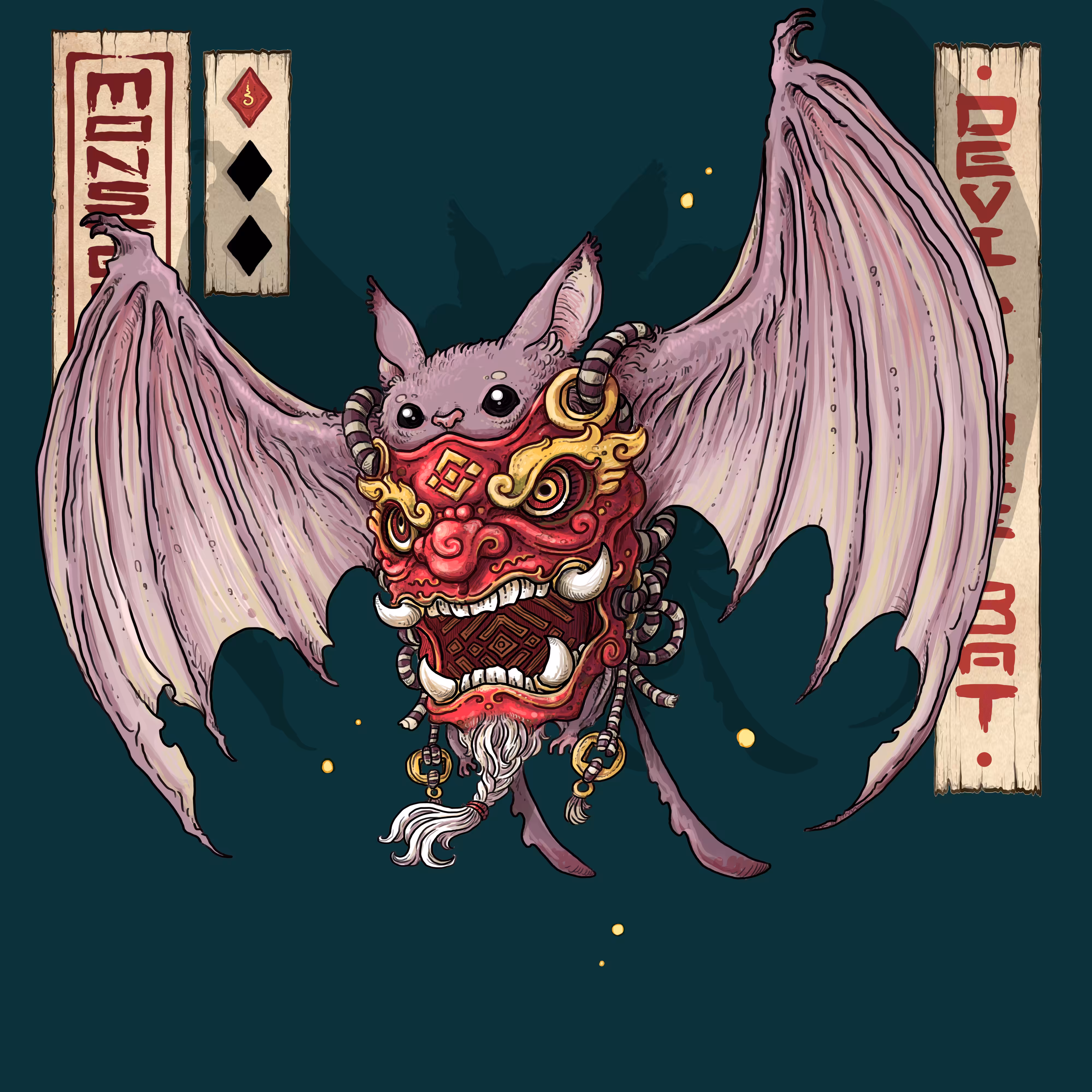 MONSTERS ENTER #009 - Devil face bat
