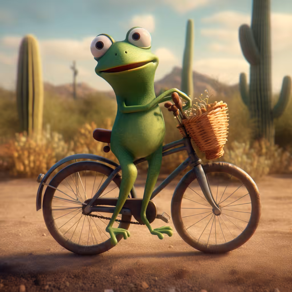 Frog on a bicycle