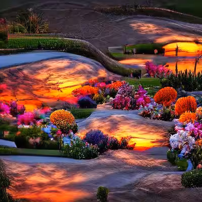Floral Garden at Sunset #01