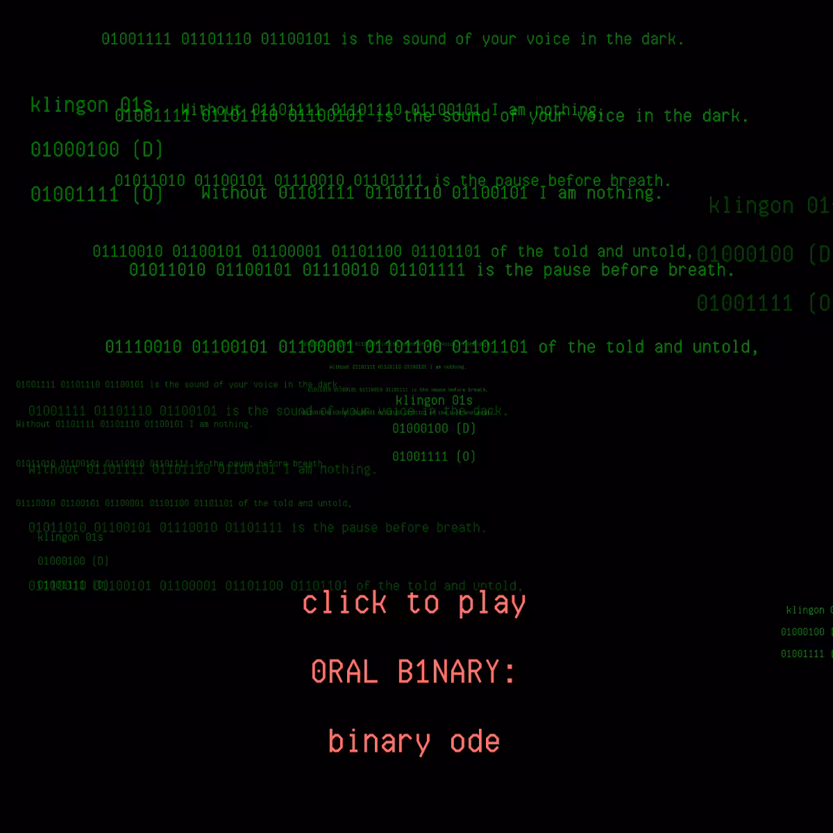 0RAL B1NARY: “BINARY ODE” #310