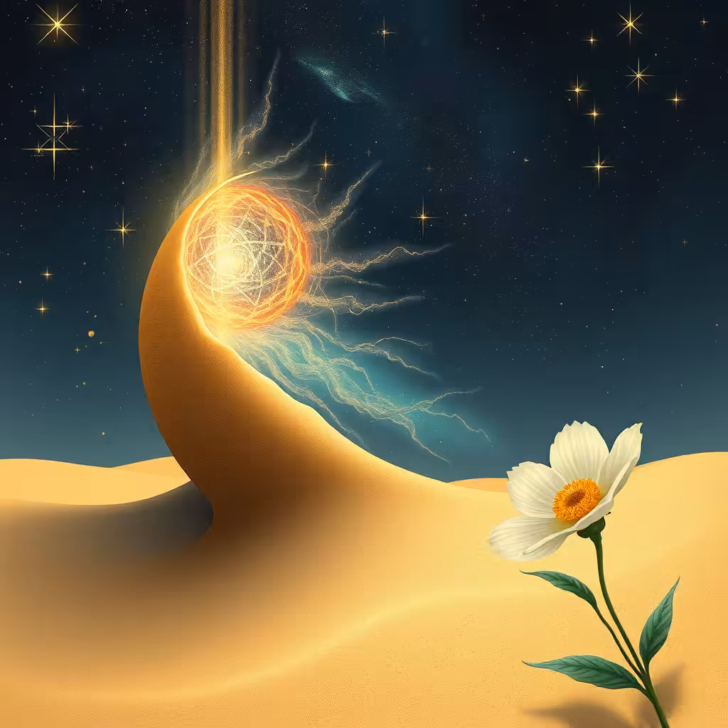 Blossom in the cosmic dunes.