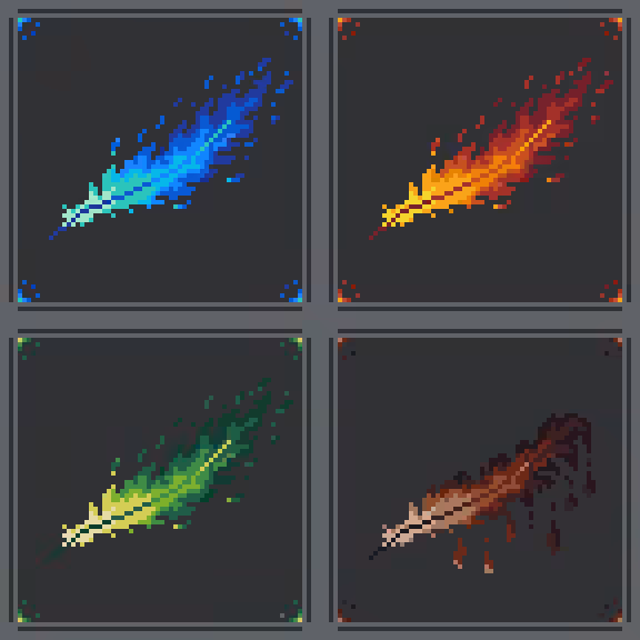 Feather Collection Water/Burned Fire Emerald Mud