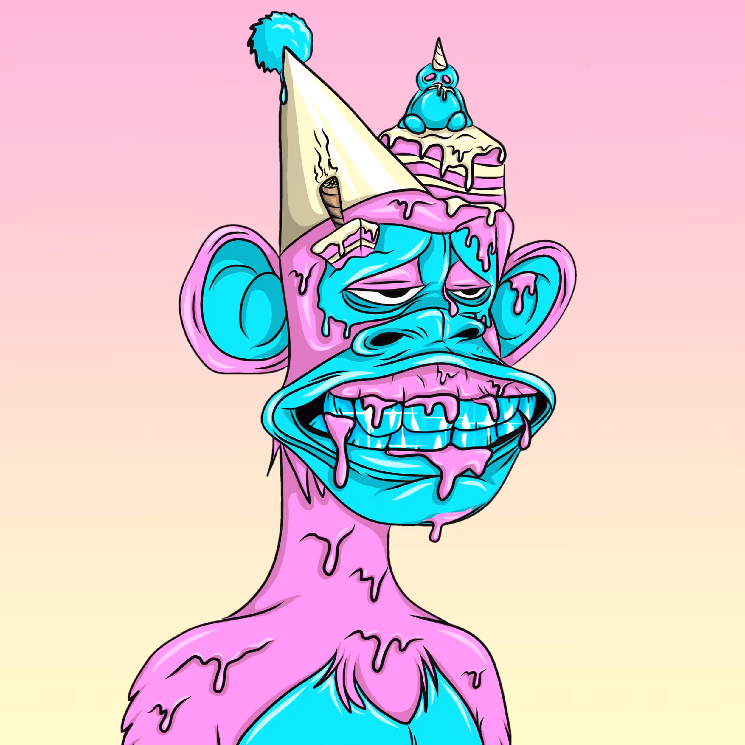 Blue Raspberry Birthday Cake'd Ape