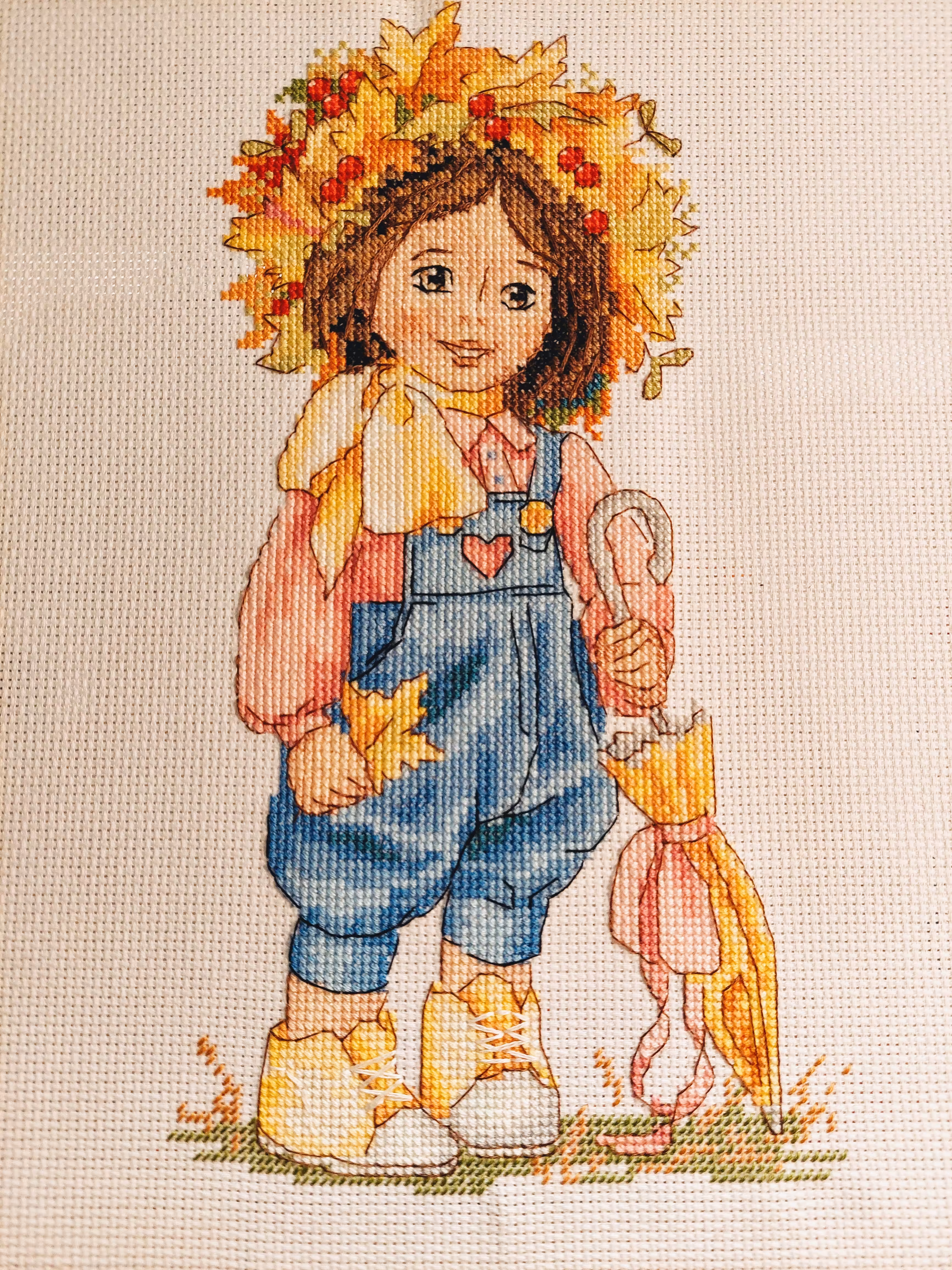 Autumn girl cross-stitch