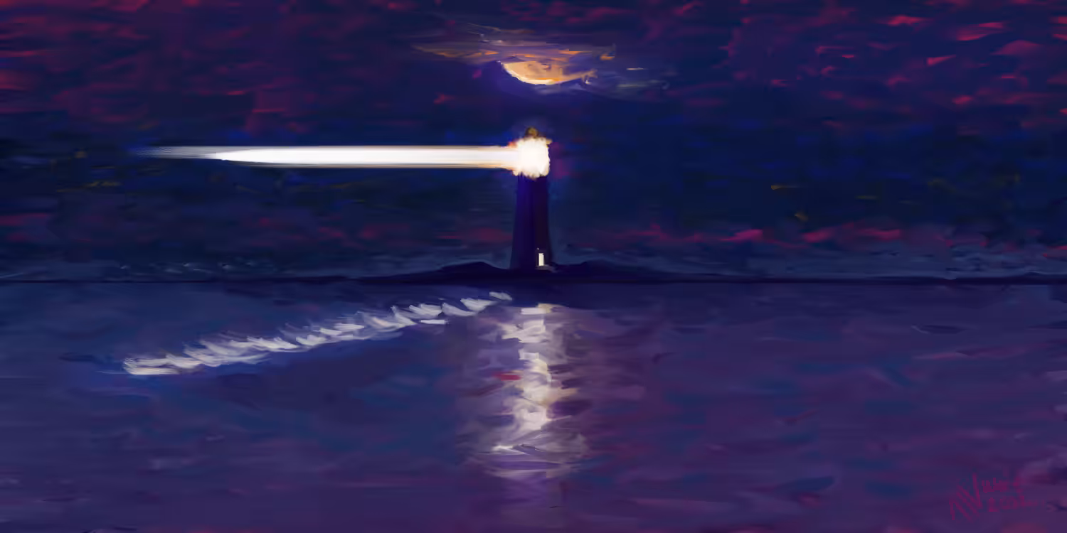 The Lighthouse and its Friend, The Moon
