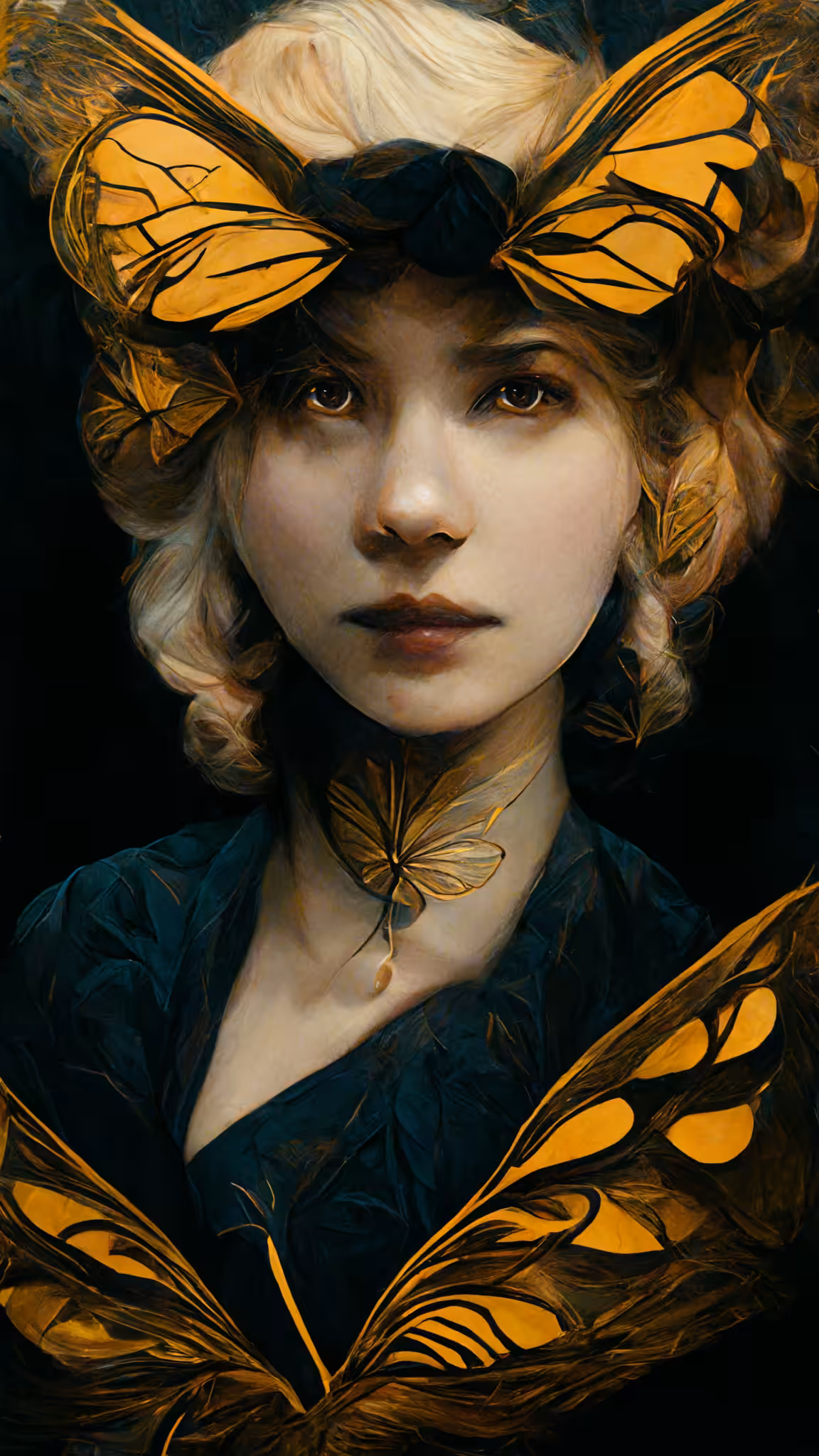Dark Woman with Butterflies
