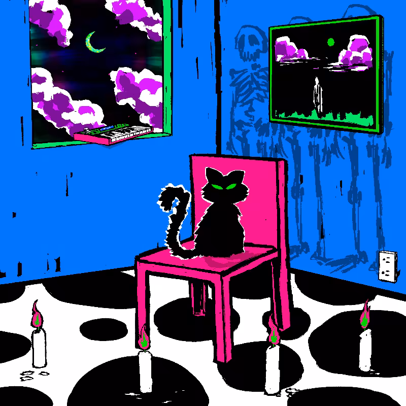 pink chair in the blue room #30