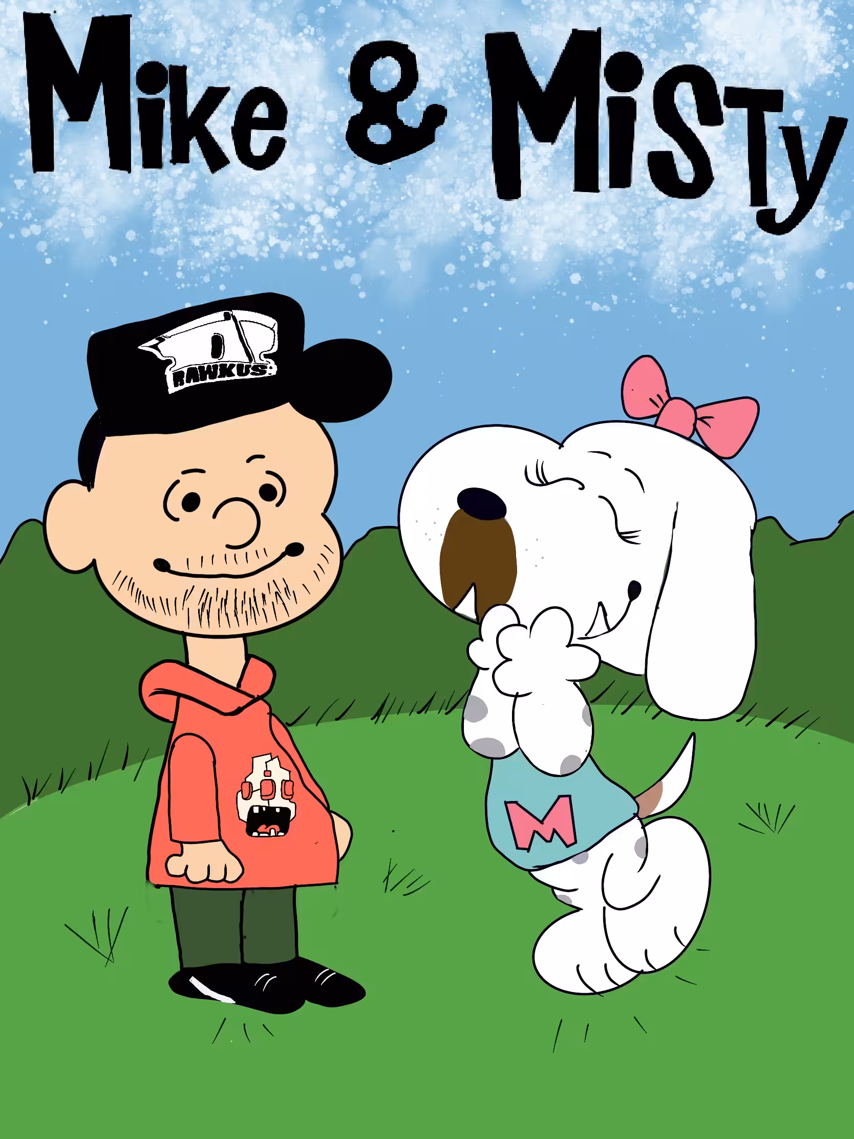 Mike and Misty in the style of Peanuts