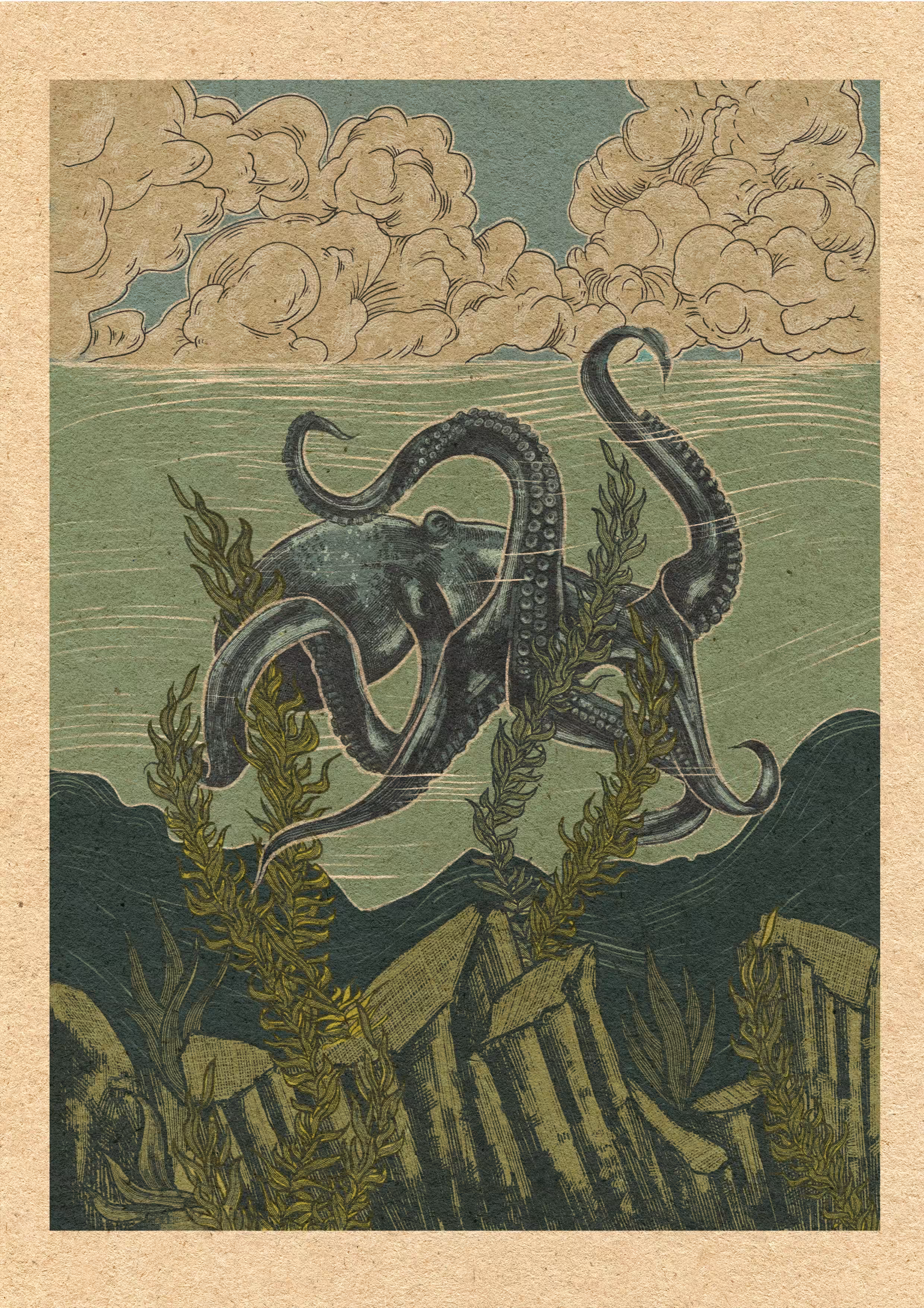 octopus illustration on lines