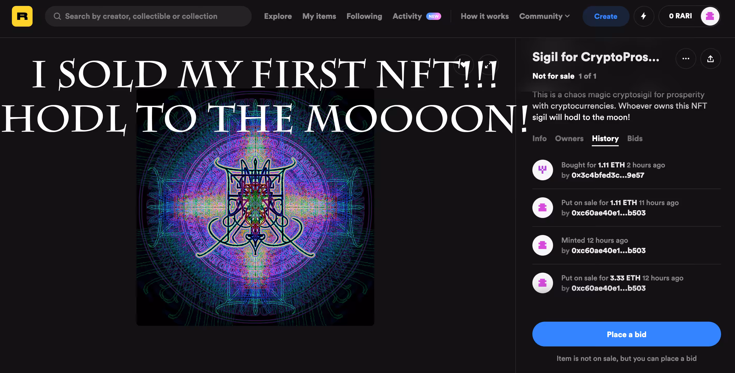 I SOLD MY FIRST NFT!!!