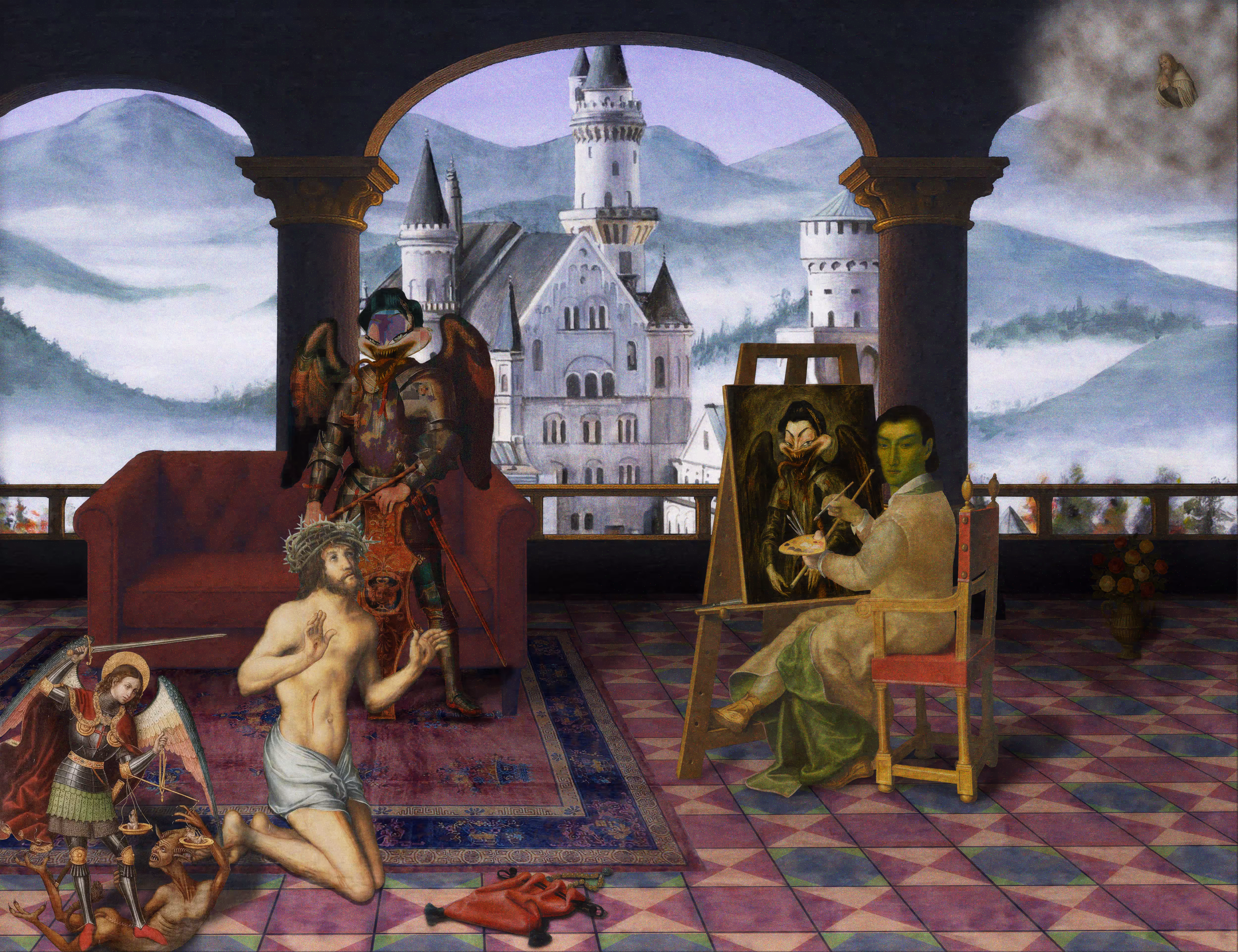 The Pilgrim's Living Room Crucifixion; Mona Lisa Hyper-Gamble by Parker Ito