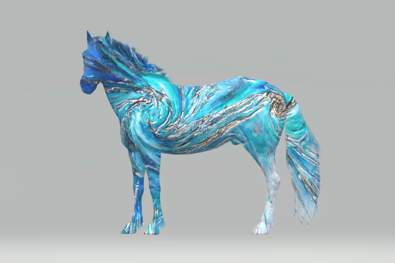 Teal and gold horse